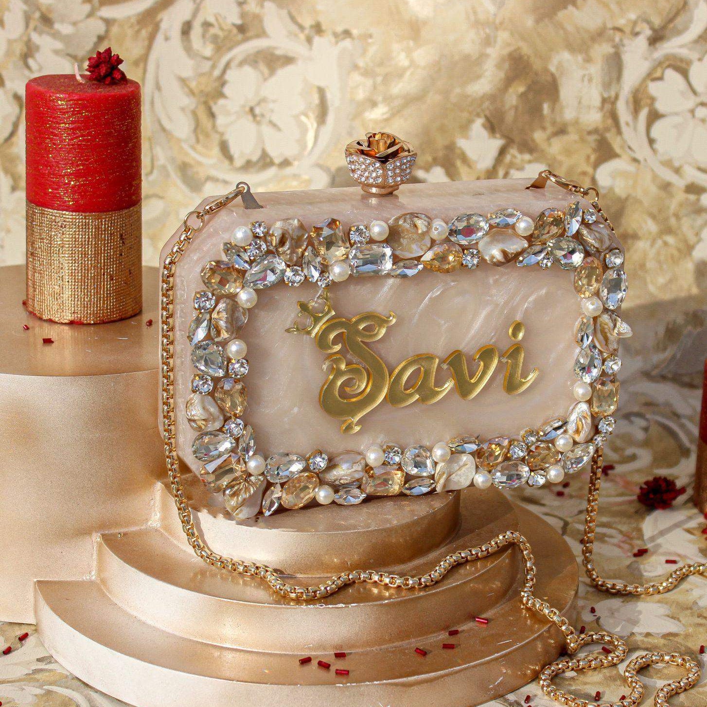 Sugarcrush Customised Bridal Resin Name Clutch - SUGARCRUSH