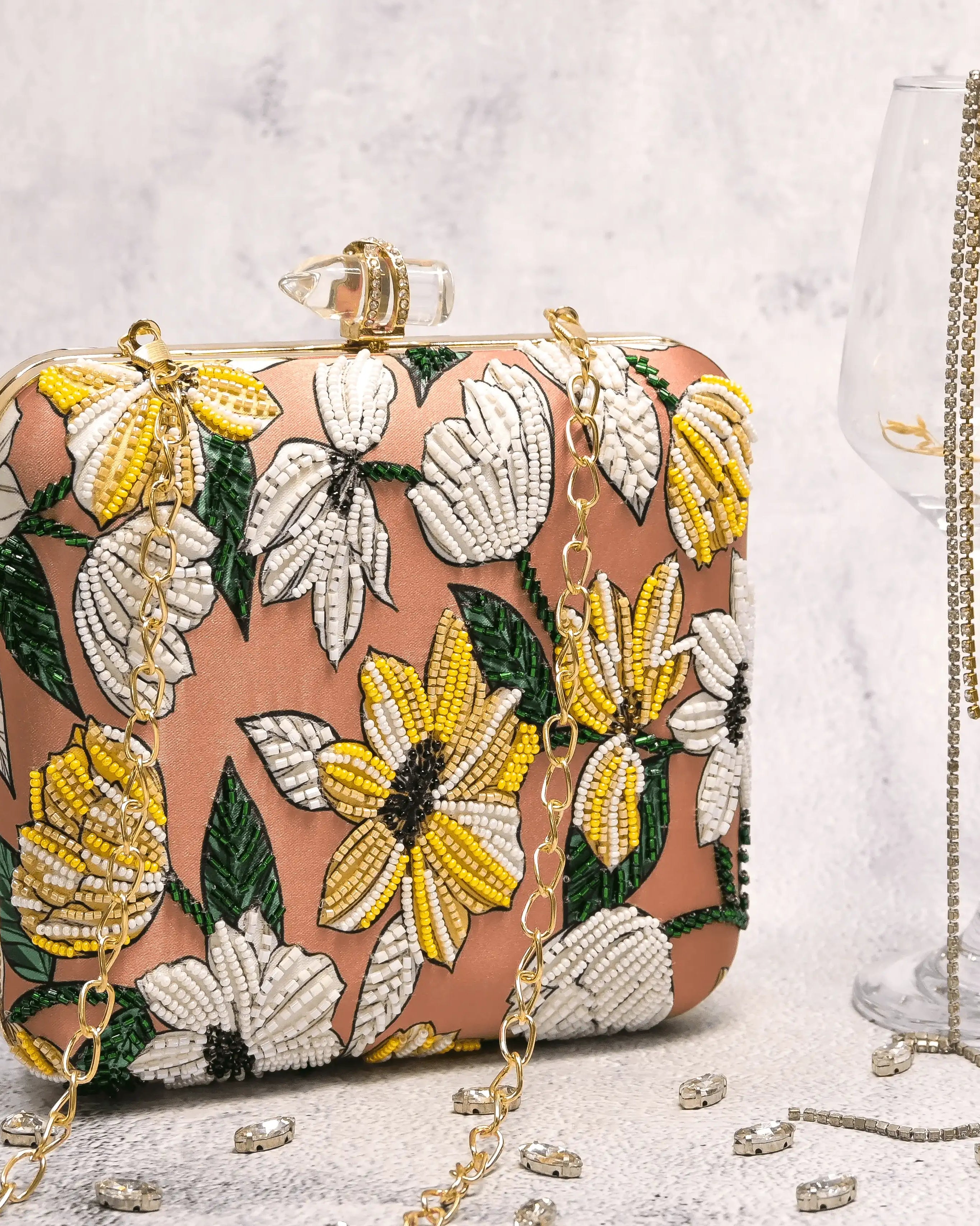 Sugarcrush Floral embroidered Printed Clutch - SUGARCRUSH