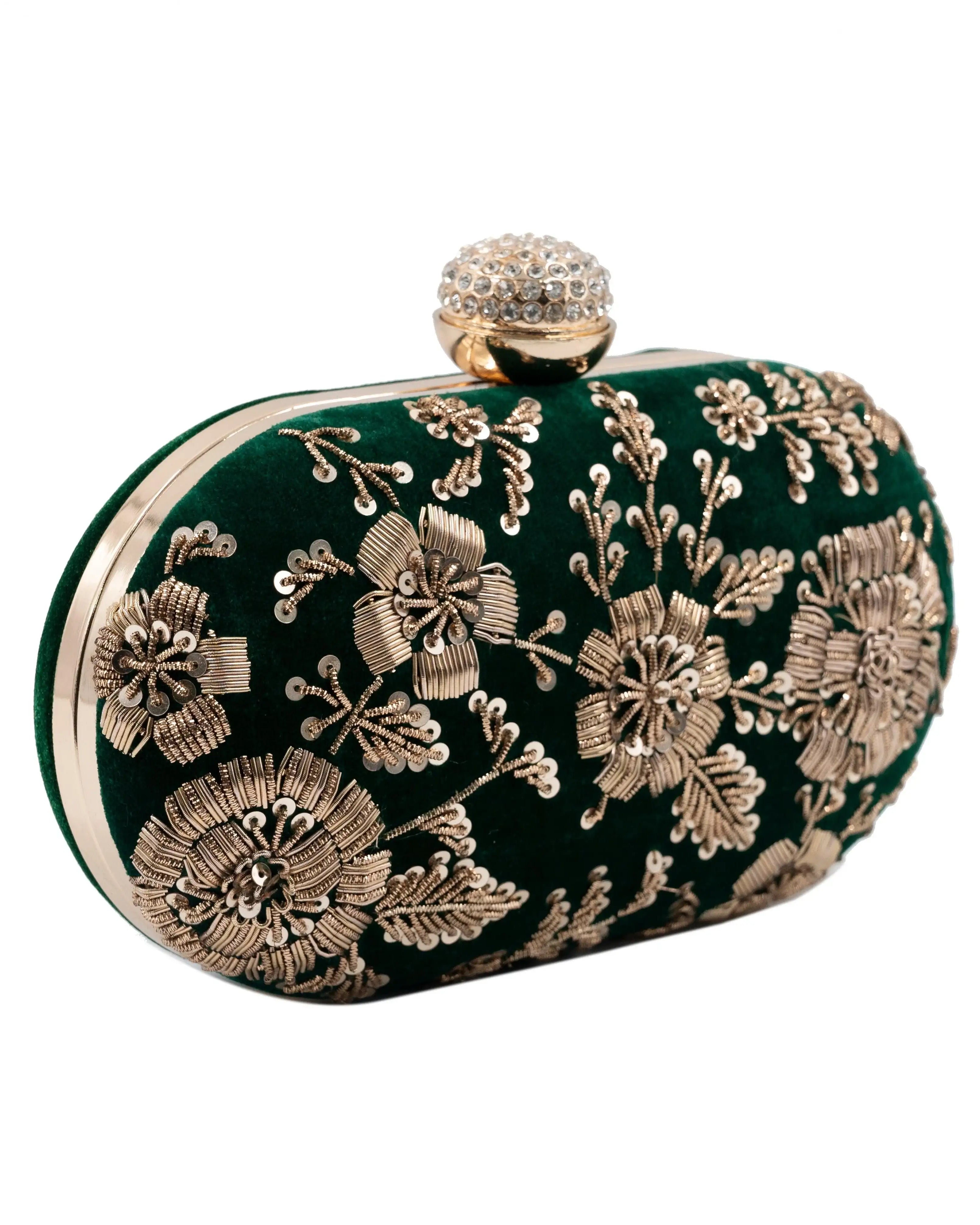 Sugarcrush green embroidered Clutch - SUGARCRUSH