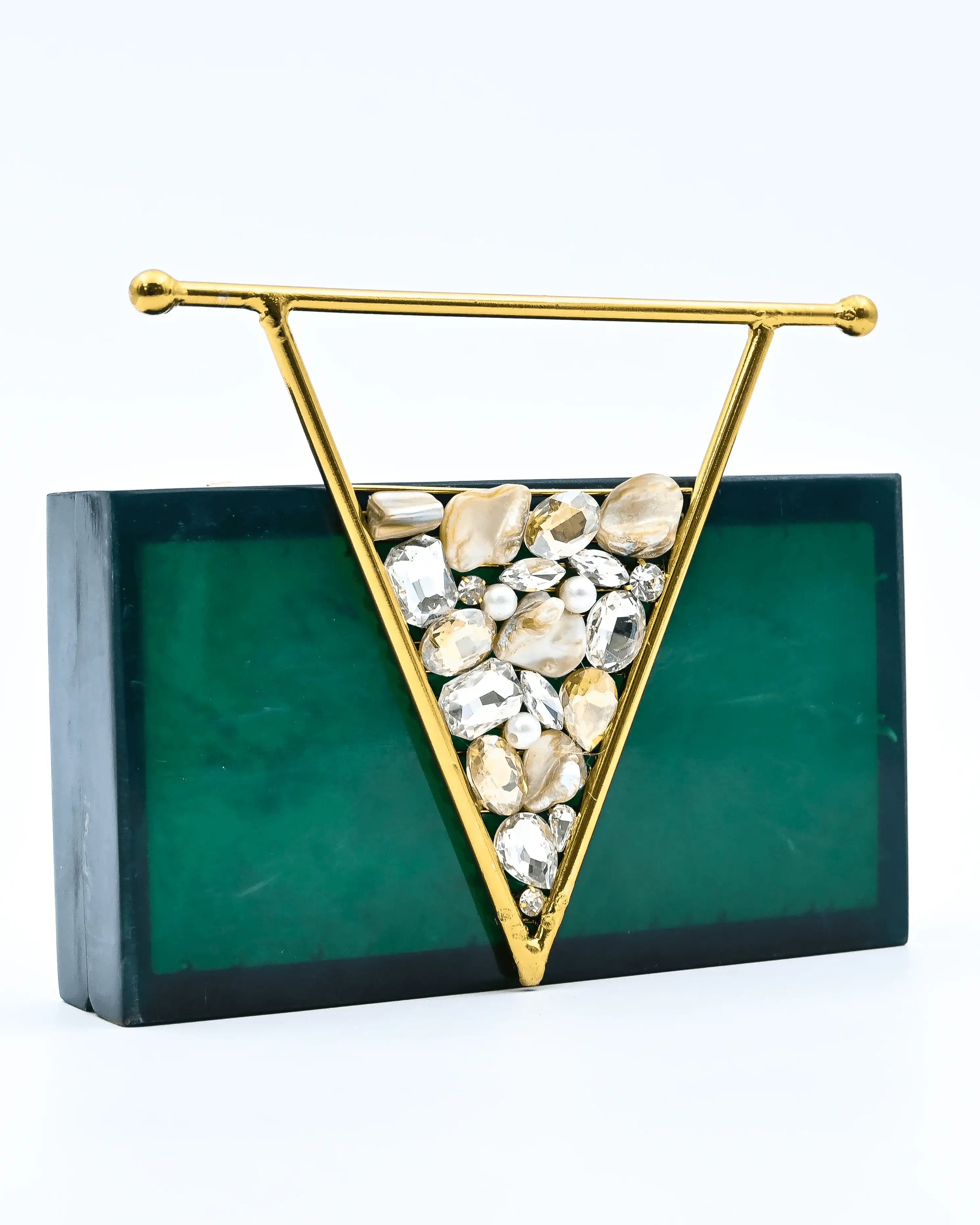 Sugarcrush Green luxury embellished clutch with handle - SUGARCRUSH