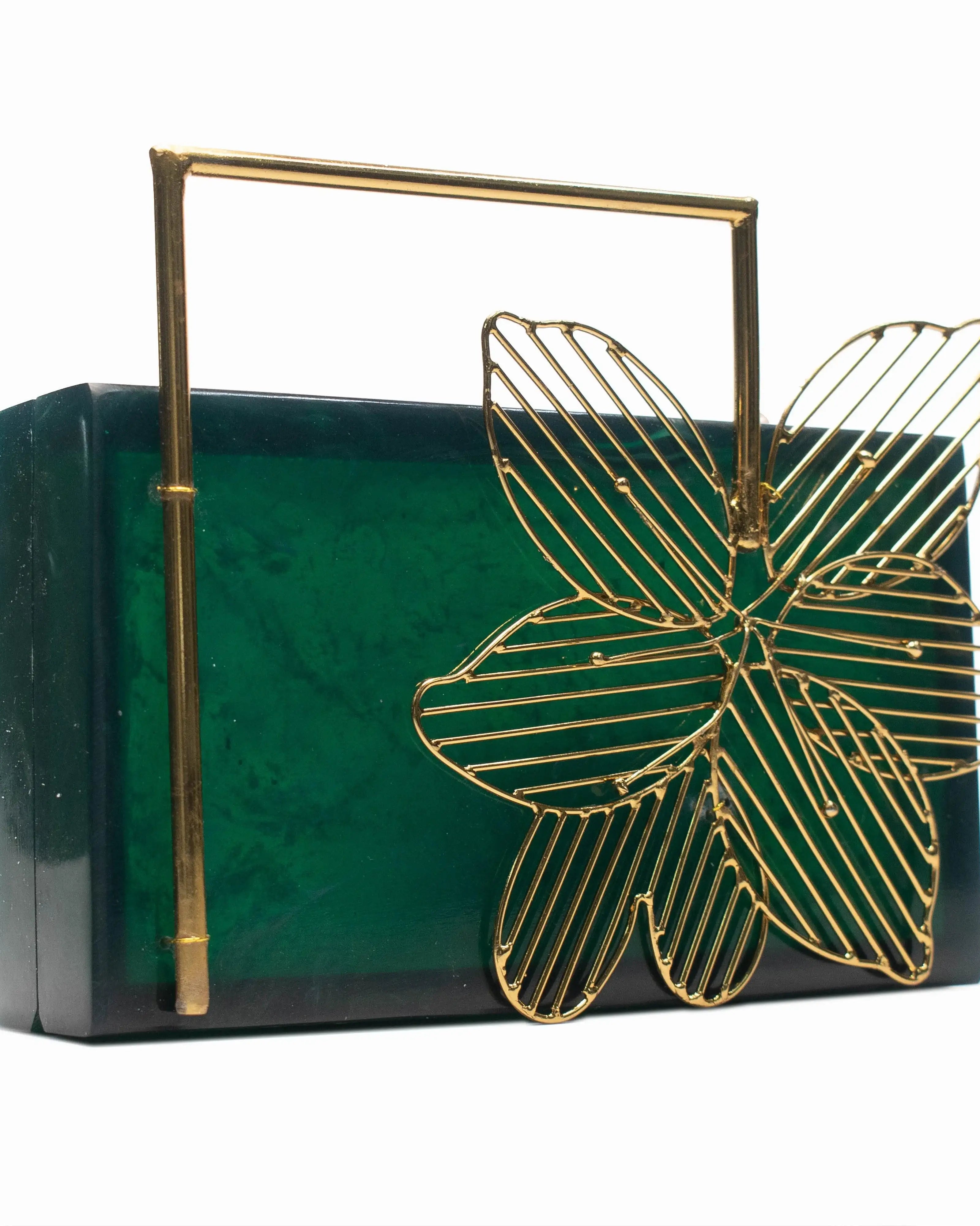 Sugarcrush green luxury embellished clutch with handle - SUGARCRUSH