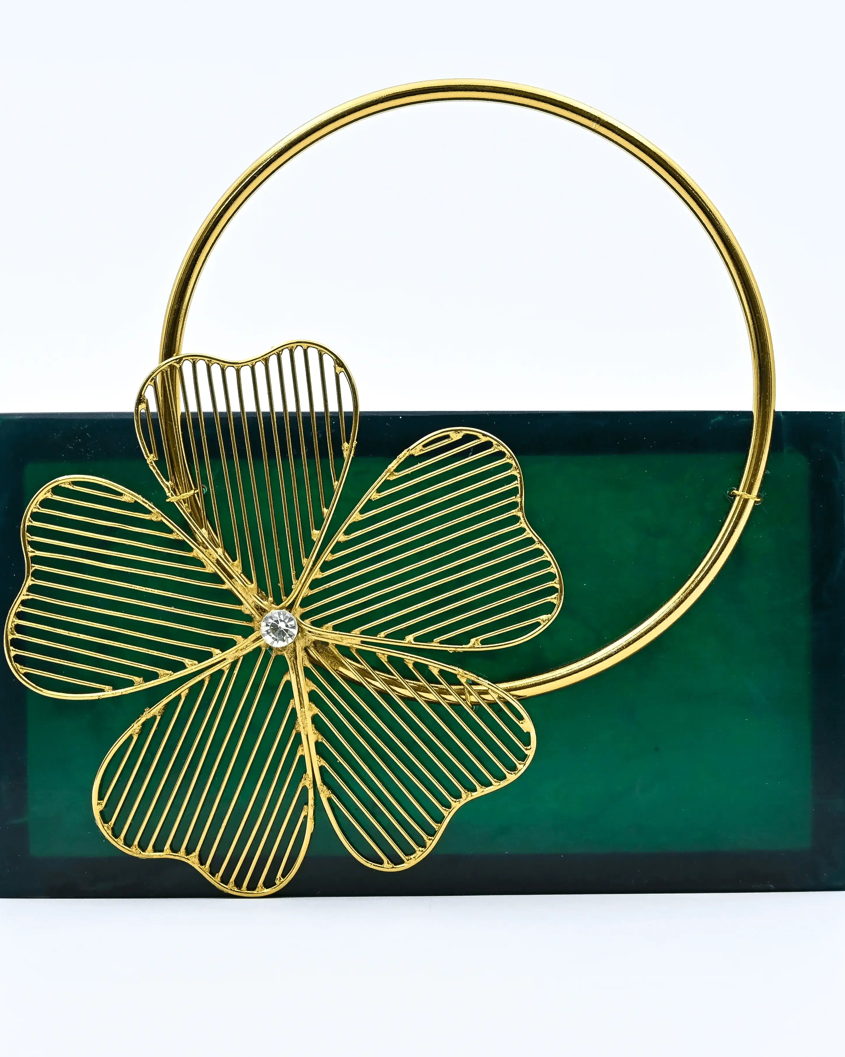 Sugarcrush Green luxury embellished clutch with handle - SUGARCRUSH