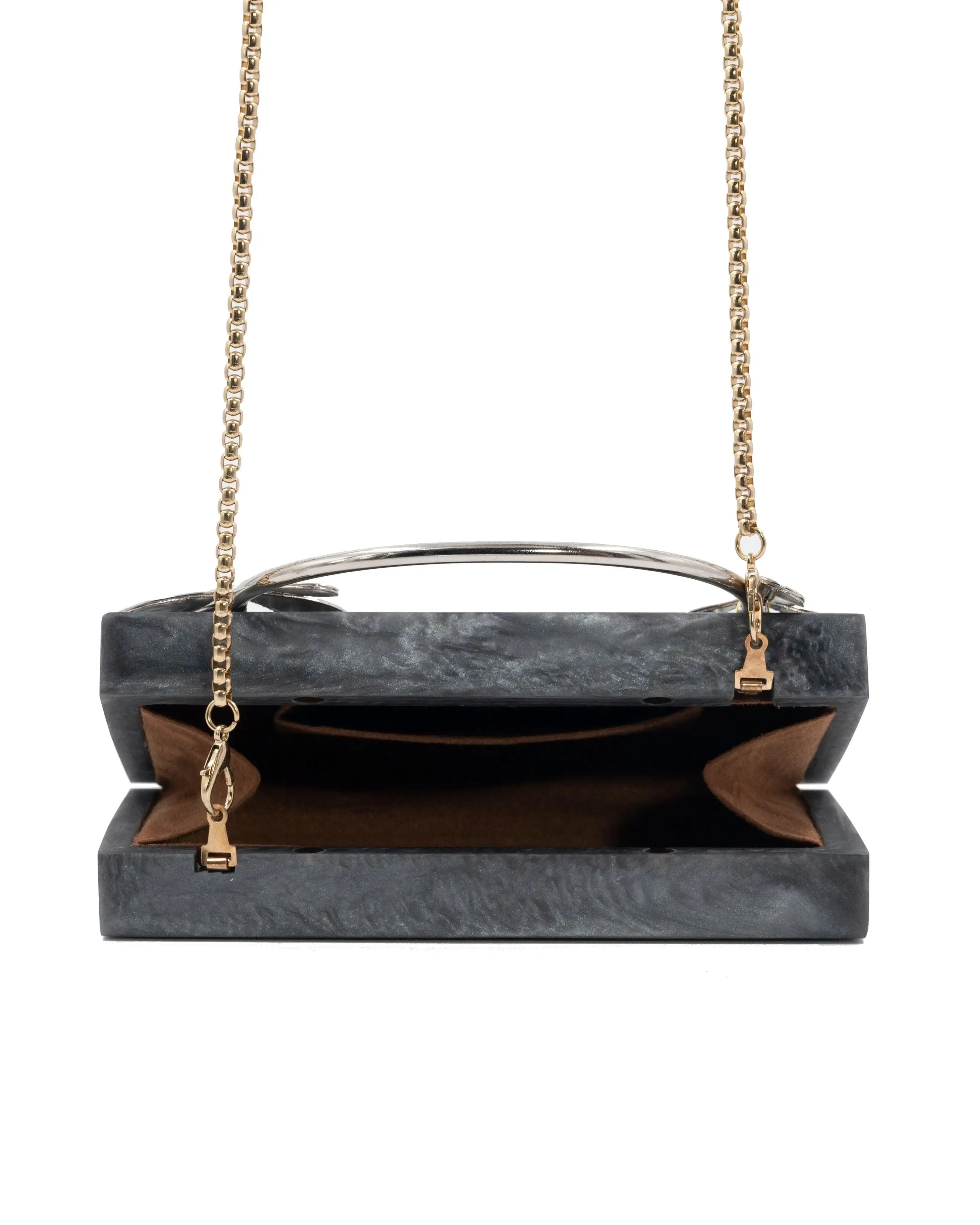 Sugarcrush Grey luxury embellished clutch with handle - SUGARCRUSH