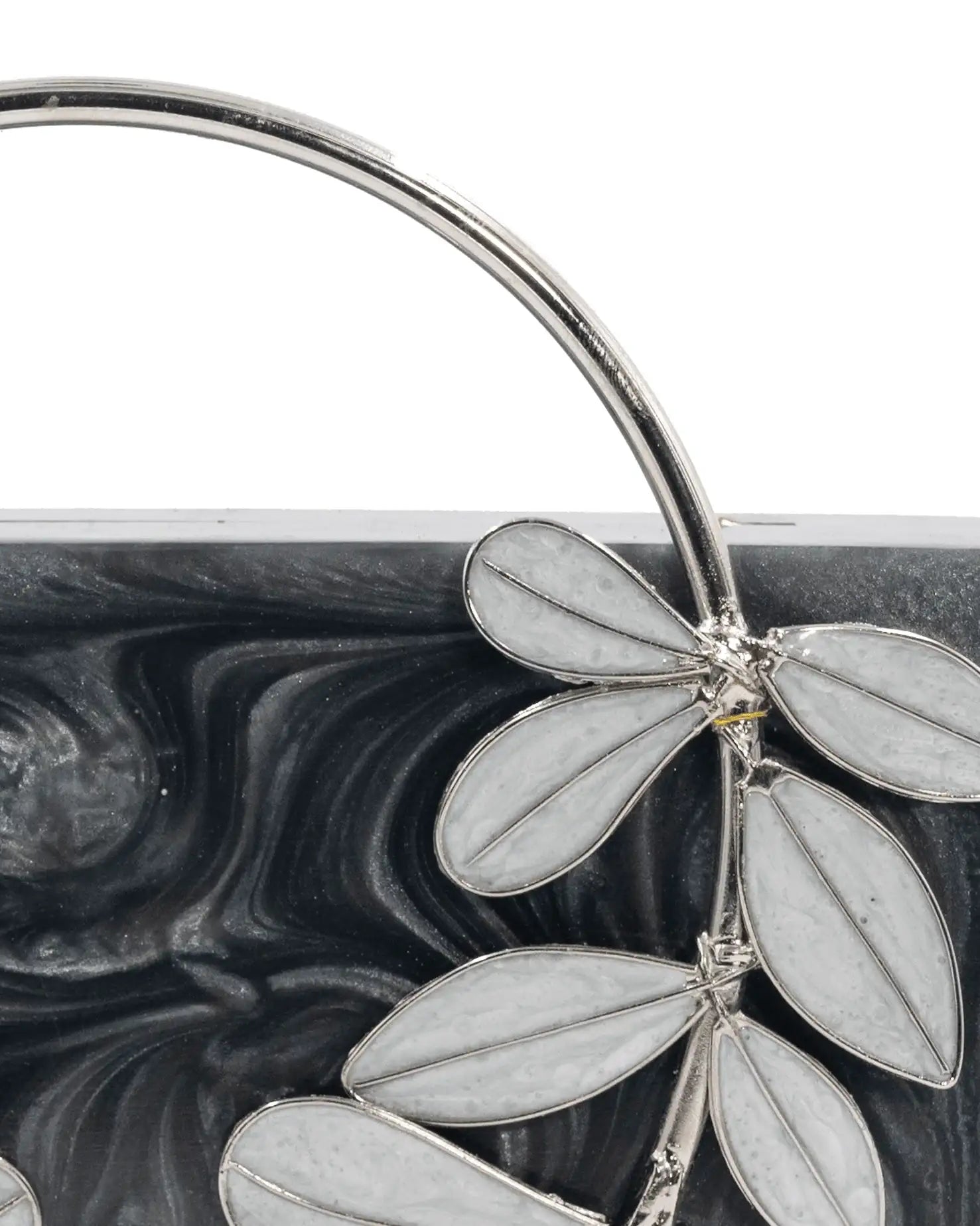 Sugarcrush Grey luxury embellished clutch with pearl handle - SUGARCRUSH