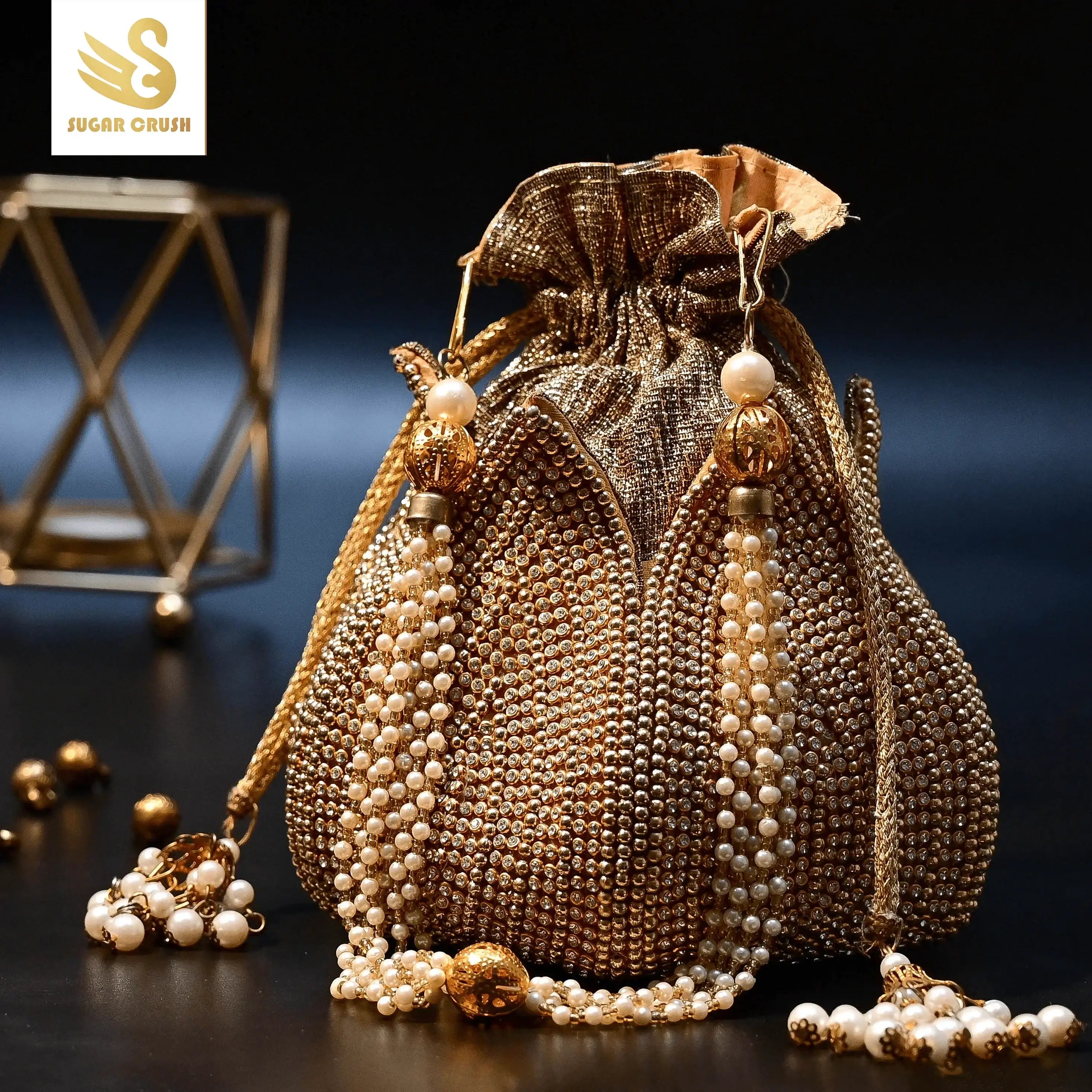 Rima Embroidered Mini Lotus Potli - SUGARCRUSH