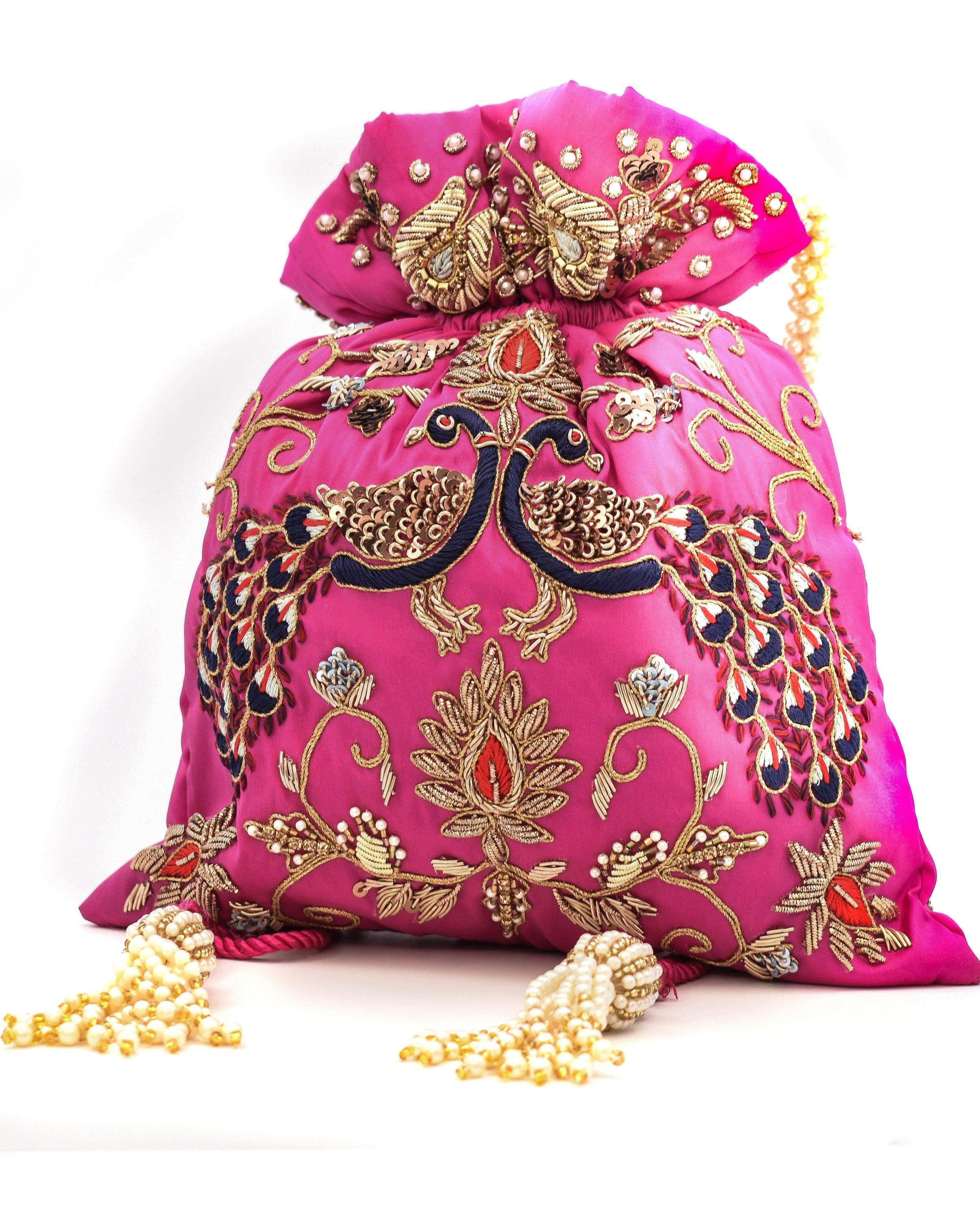 Sugarcrush Magenta Luxury Potli Bag With Drawstring Closure - SUGARCRUSH