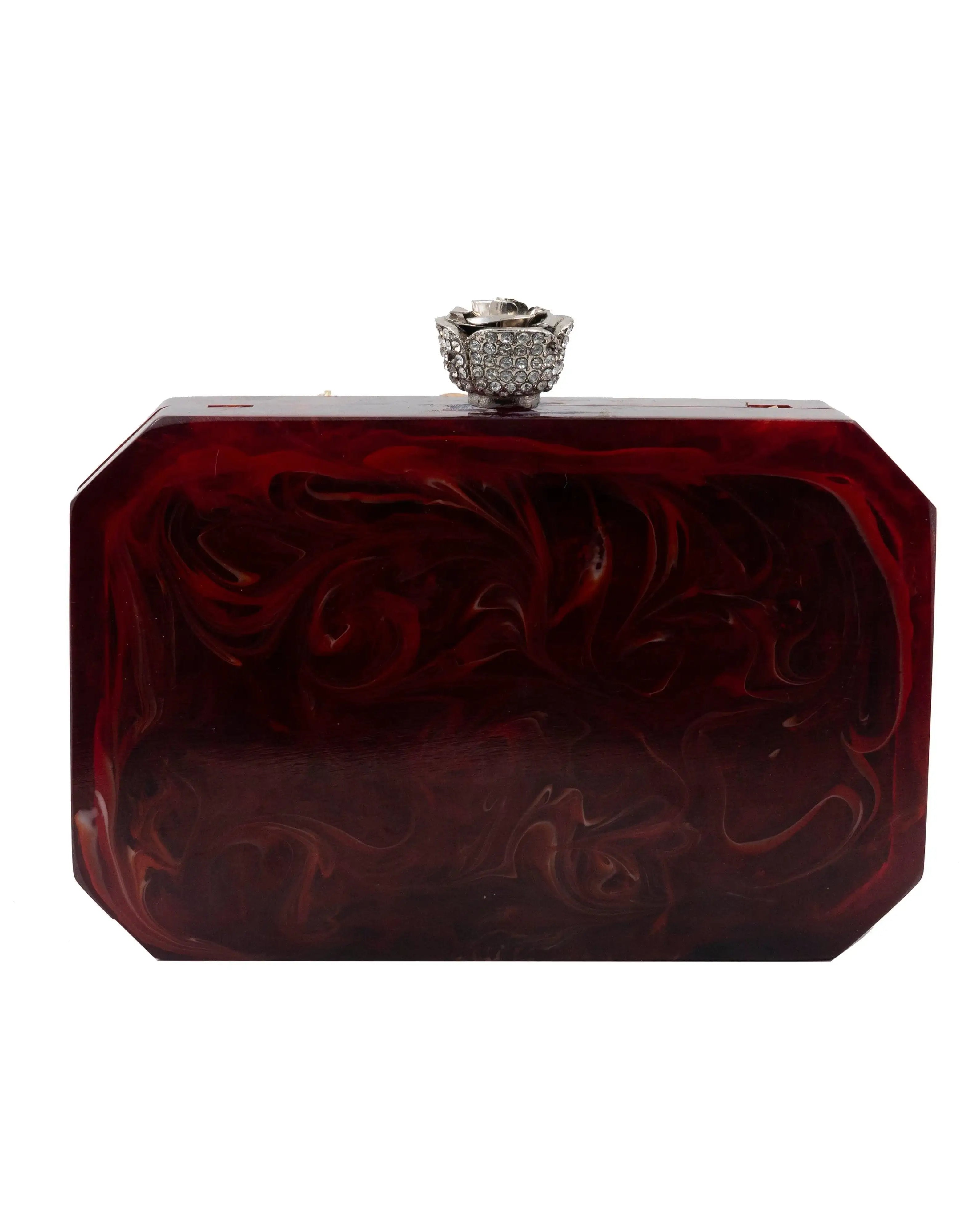 Sugarcrush maroon luxury embellished clutchl - SUGARCRUSH