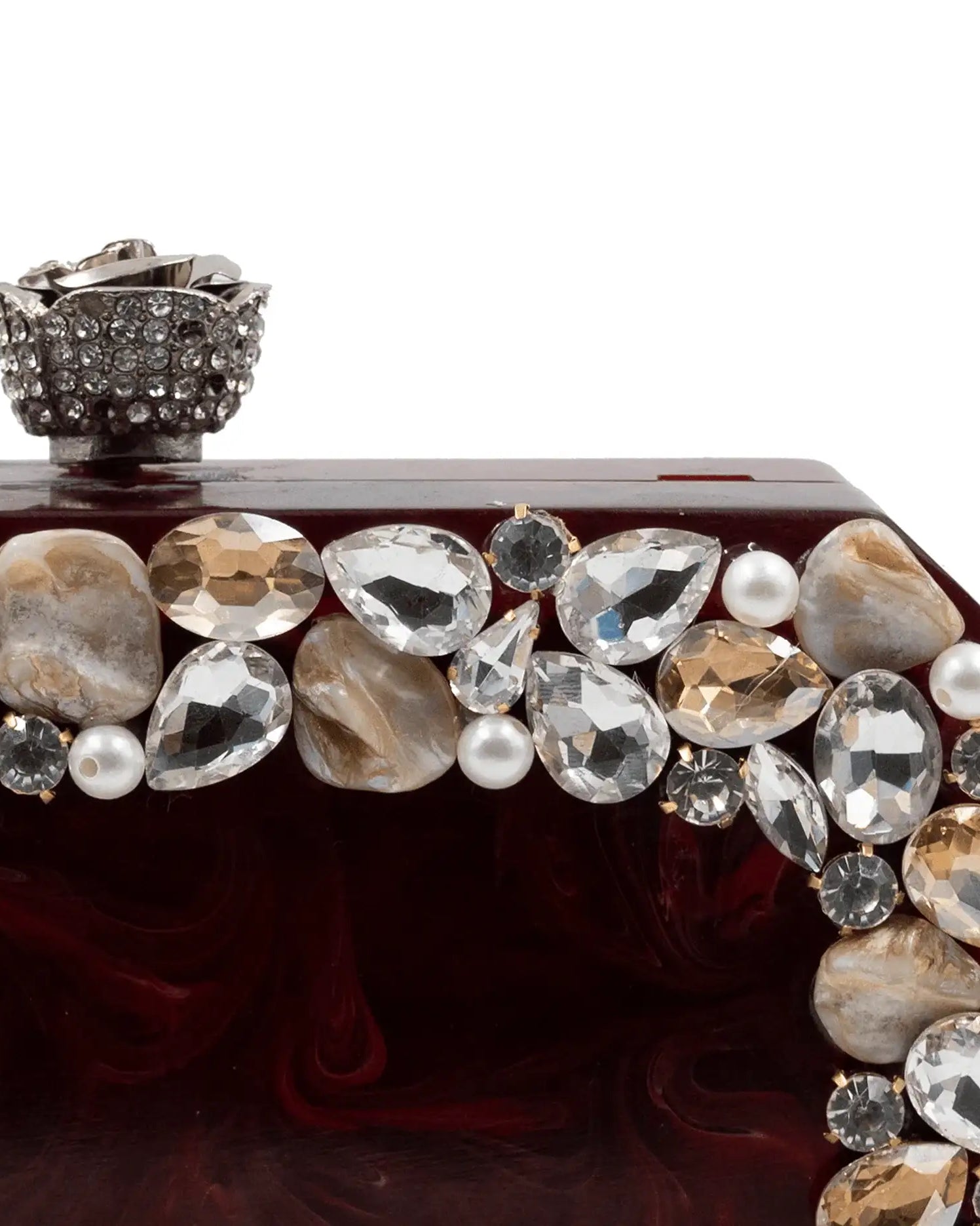 Sugarcrush maroon luxury embellished clutchl - SUGARCRUSH