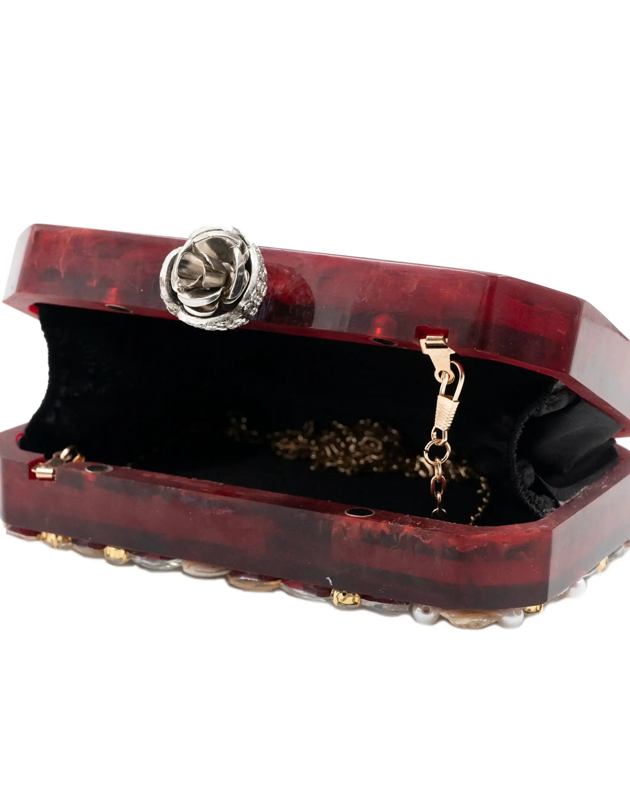 Sugarcrush maroon luxury embellished clutchl - SUGARCRUSH