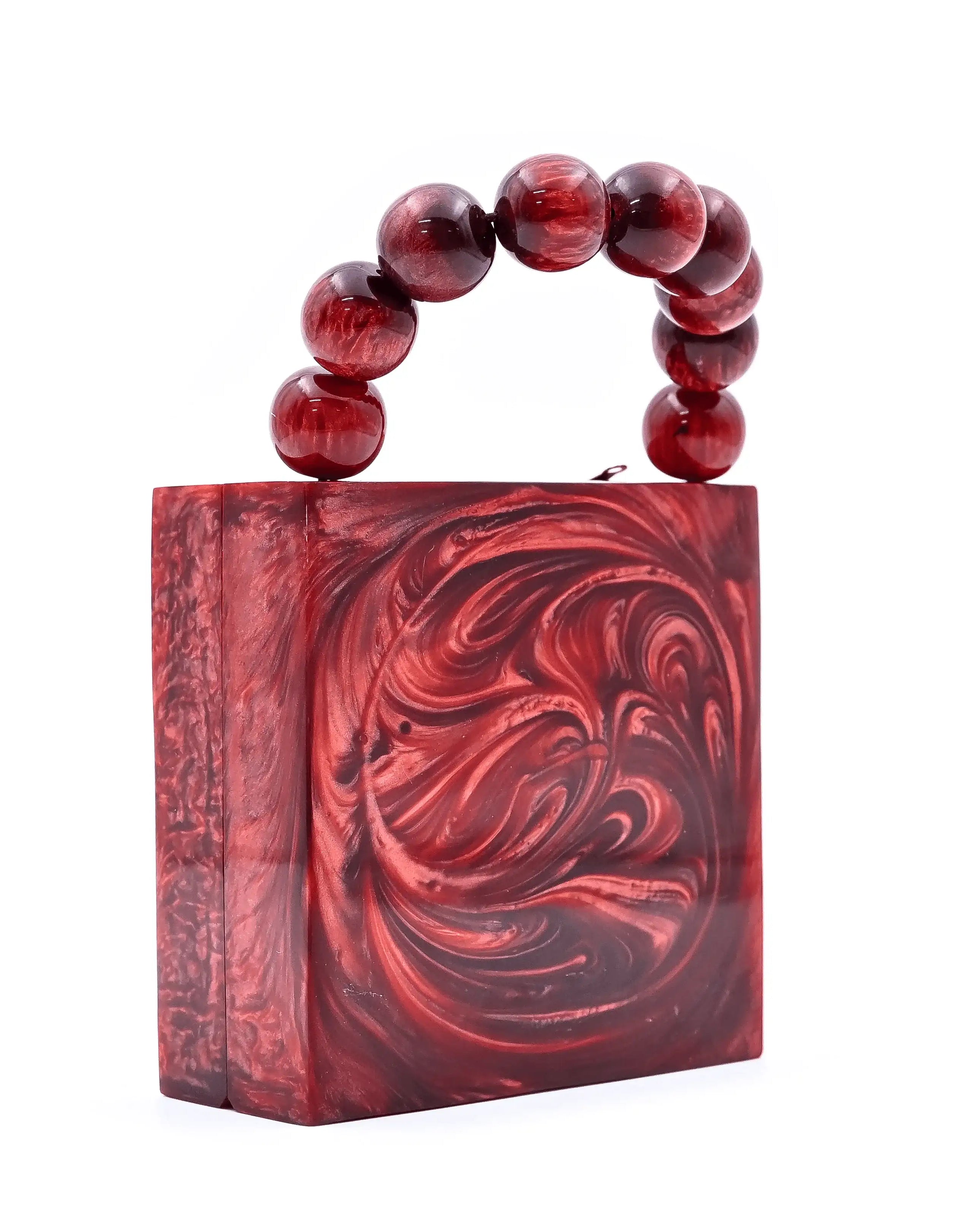 Sugarcrush Maroon luxury Mini embellished clutch with pearl handle - SUGARCRUSH