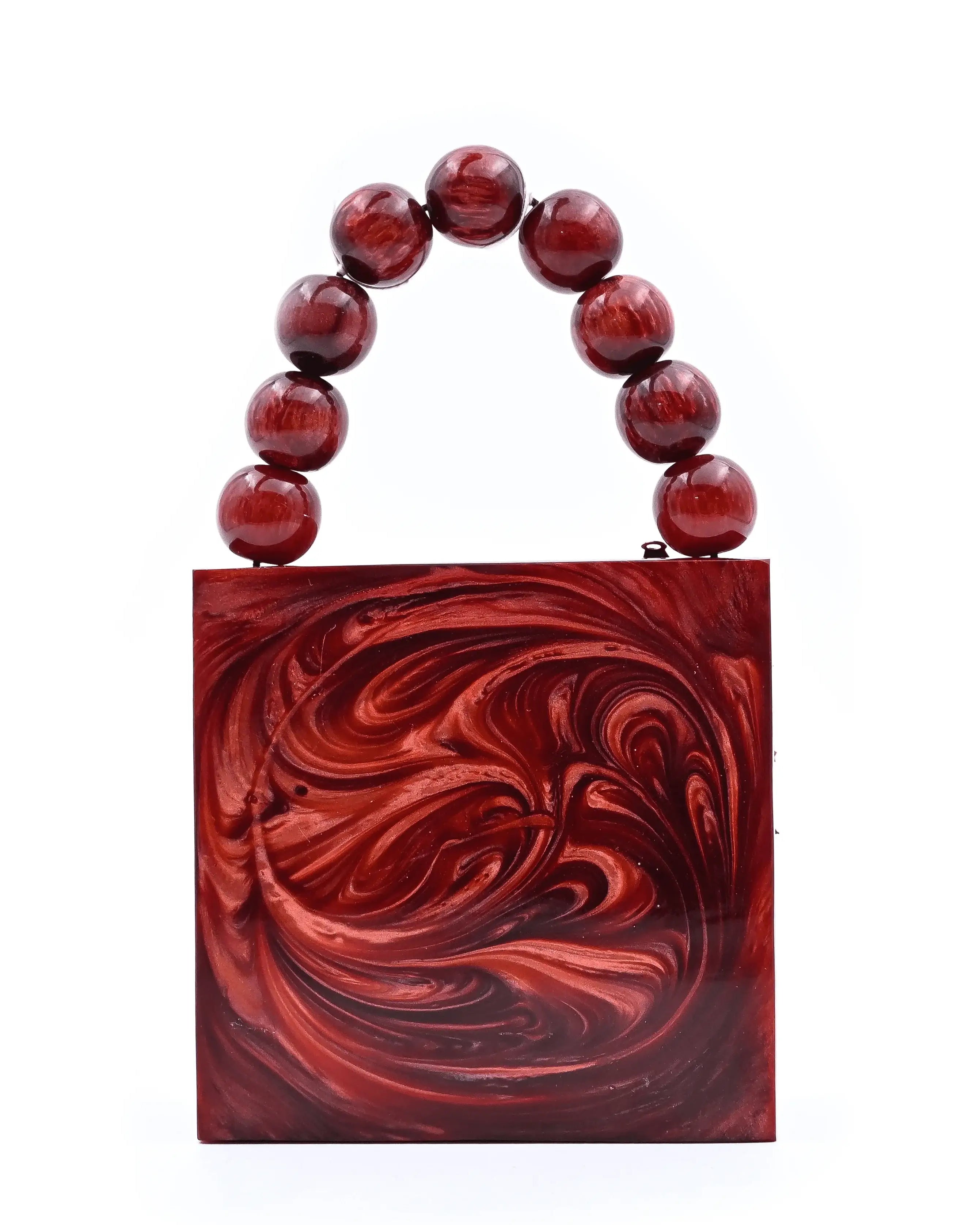 Sugarcrush Maroon luxury Mini embellished clutch with pearl handle - SUGARCRUSH