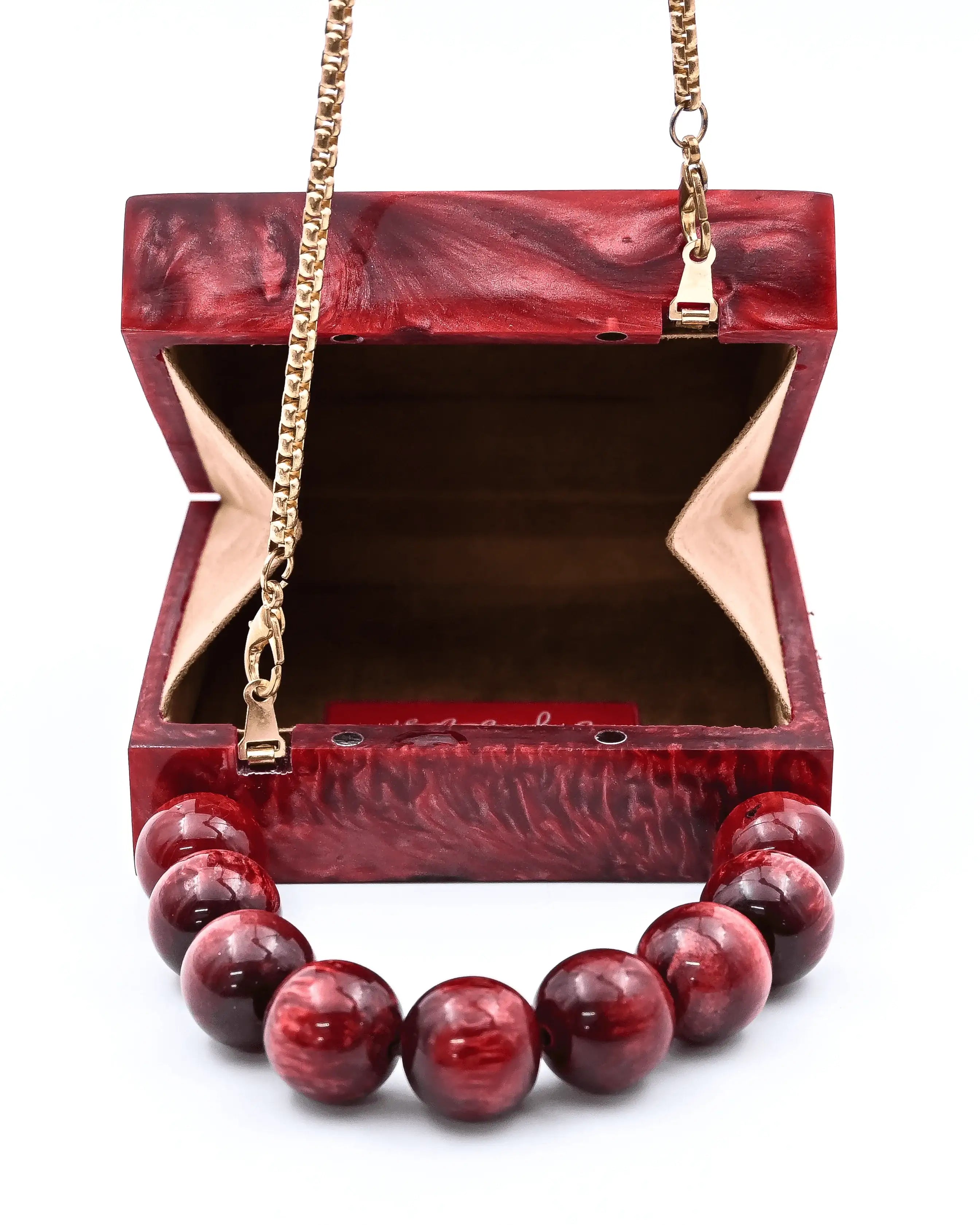 Sugarcrush Maroon luxury Mini embellished clutch with pearl handle - SUGARCRUSH