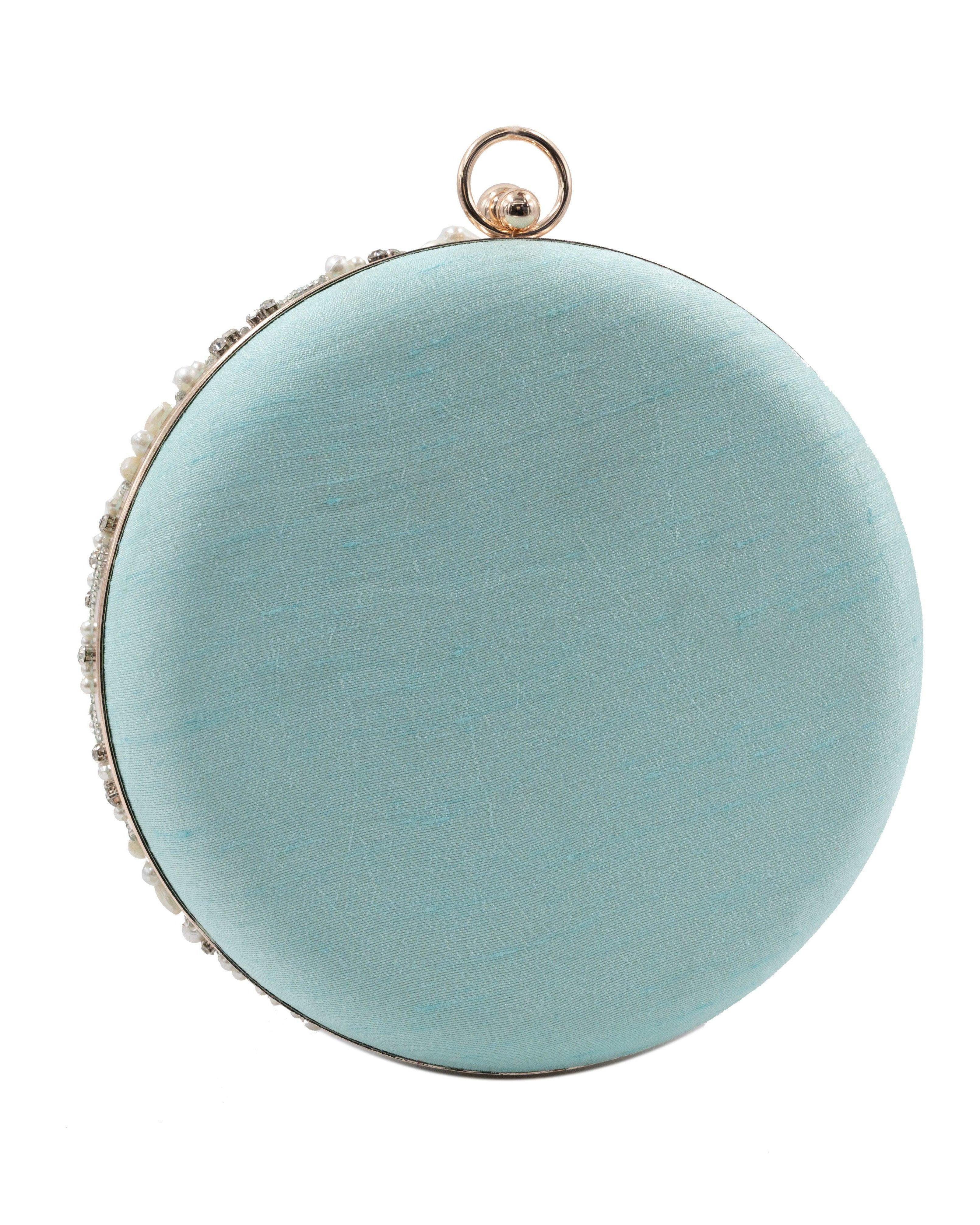 Sugarcrush mint green Pearl embroidered Clutch - SUGARCRUSH