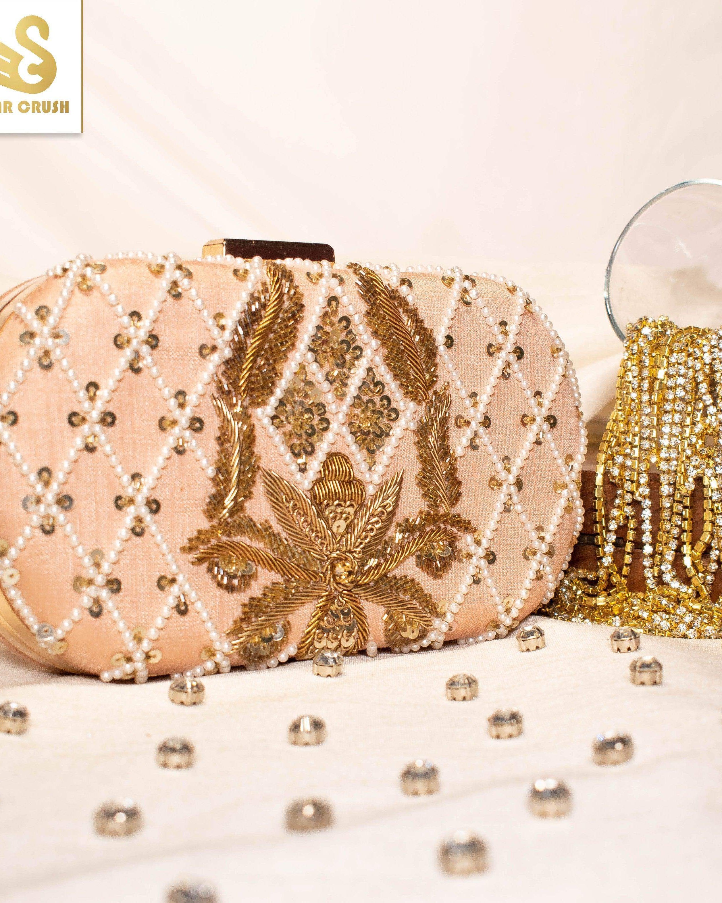 Sugarcrush peach embroidered Clutch - SUGARCRUSH