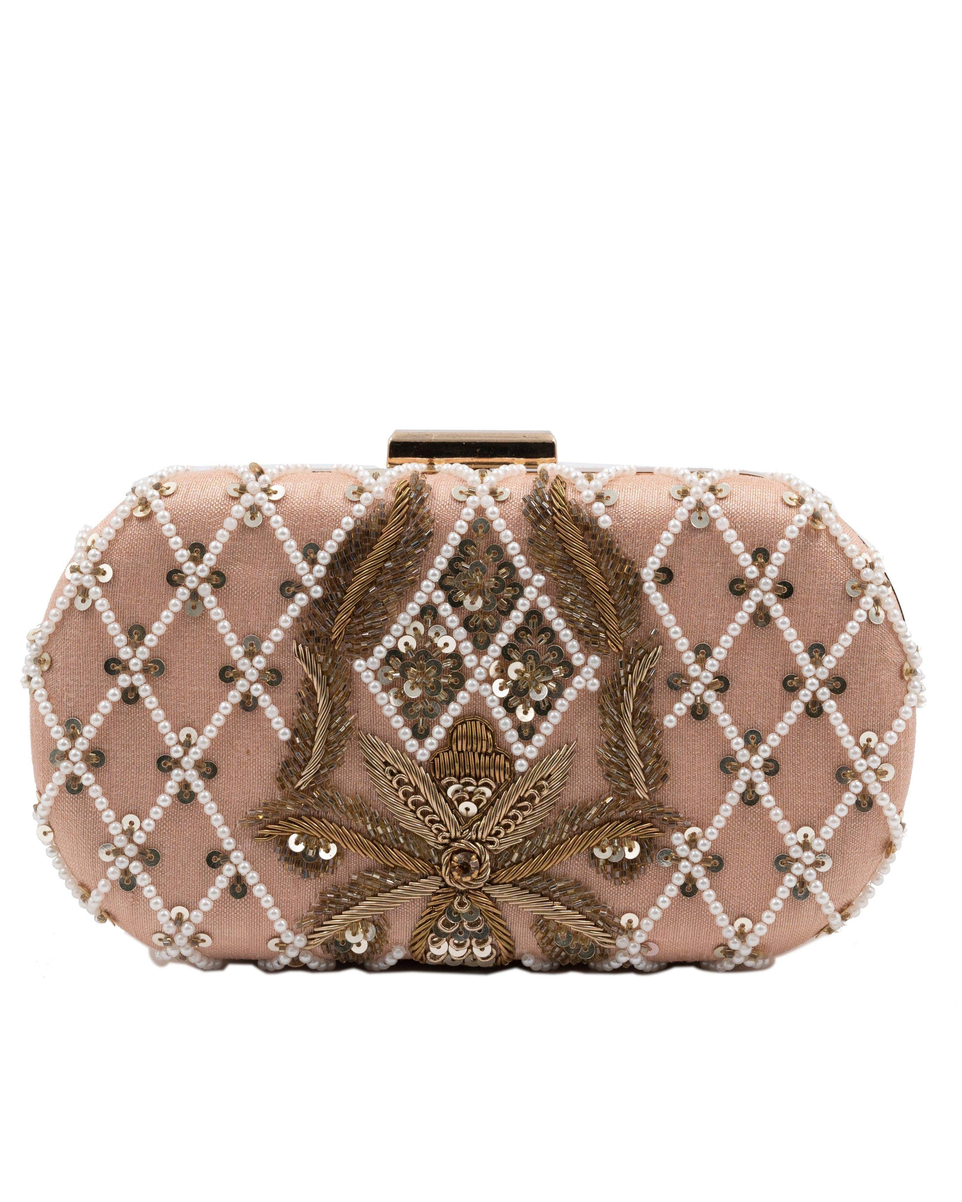 Sugarcrush peach embroidered Clutch - SUGARCRUSH