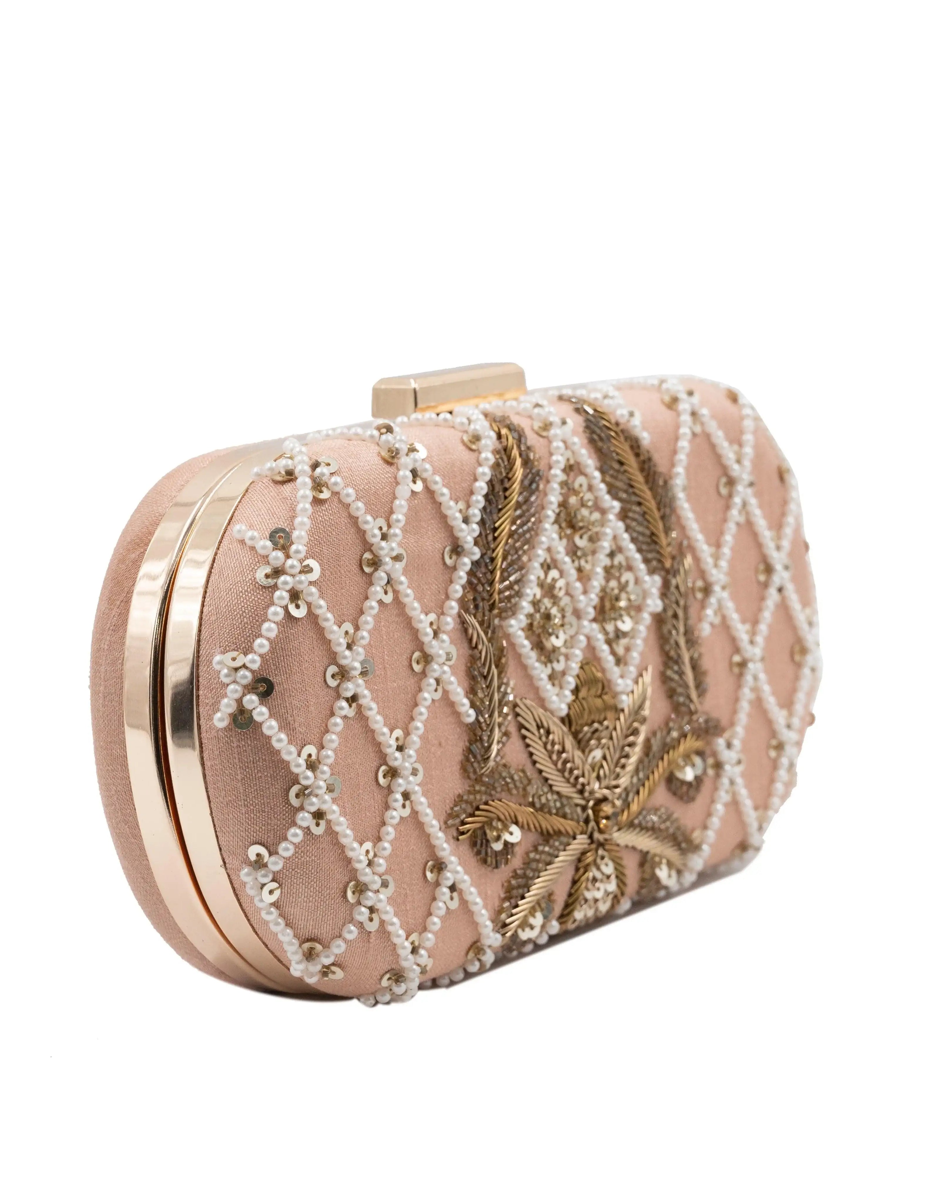 Sugarcrush peach embroidered Clutch - SUGARCRUSH