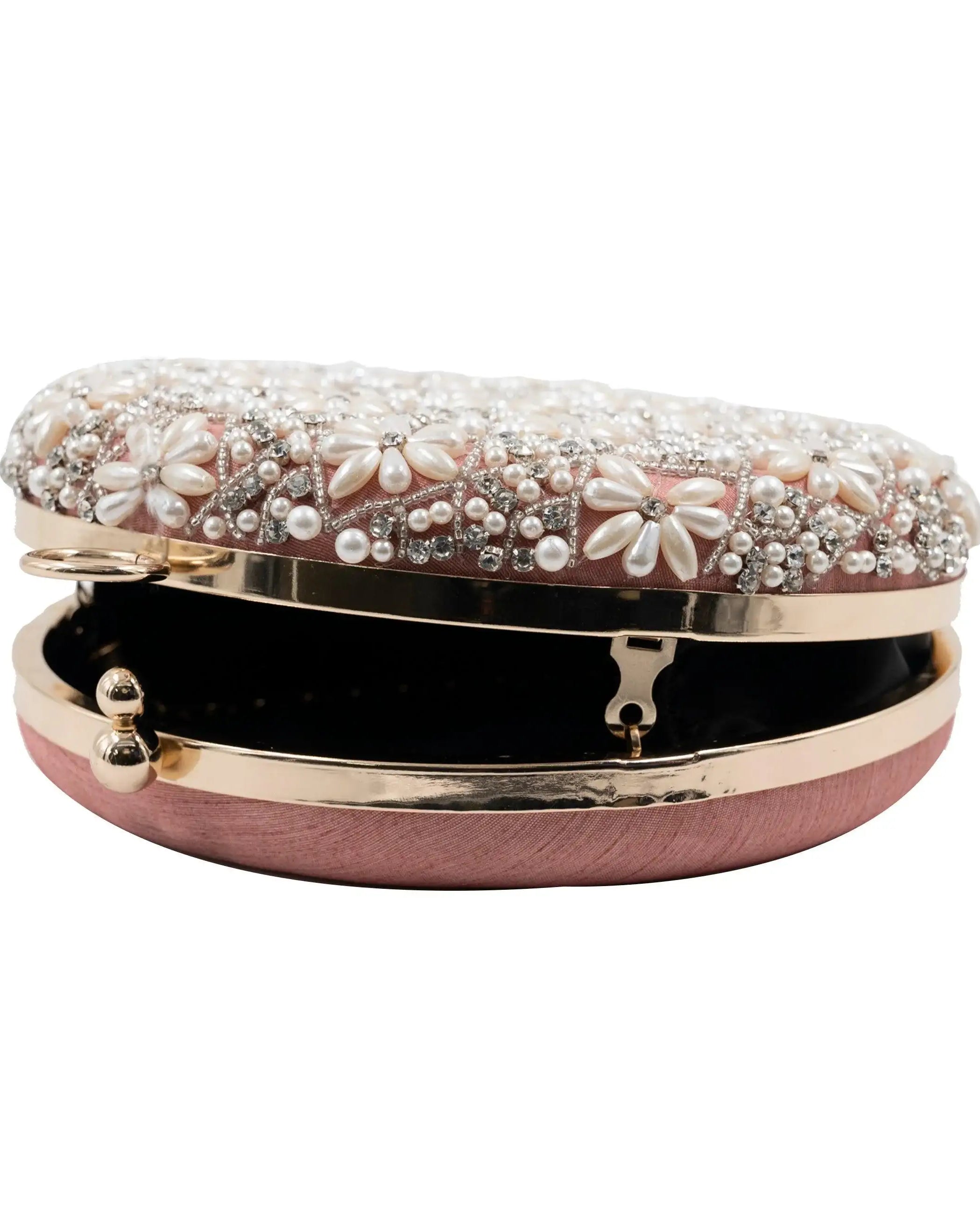 Sugarcrush Peach Pearl embroidered Clutch - SUGARCRUSH