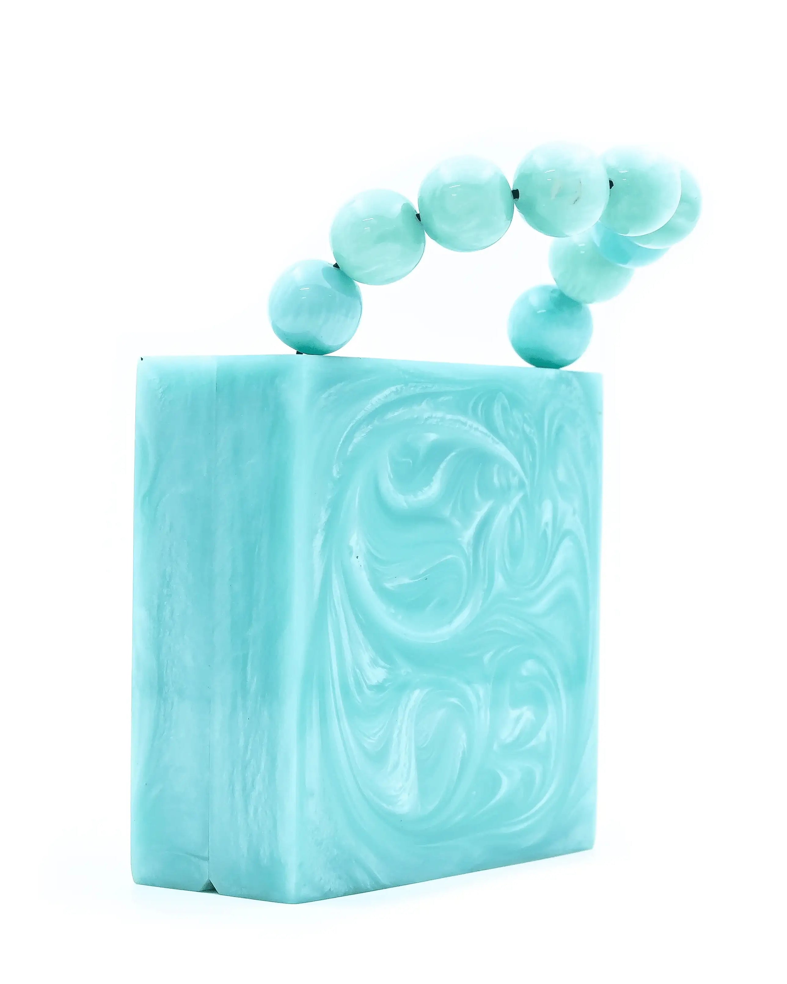 Sugarcrush sea Green luxury Mini embellished clutch with pearl handle - SUGARCRUSH