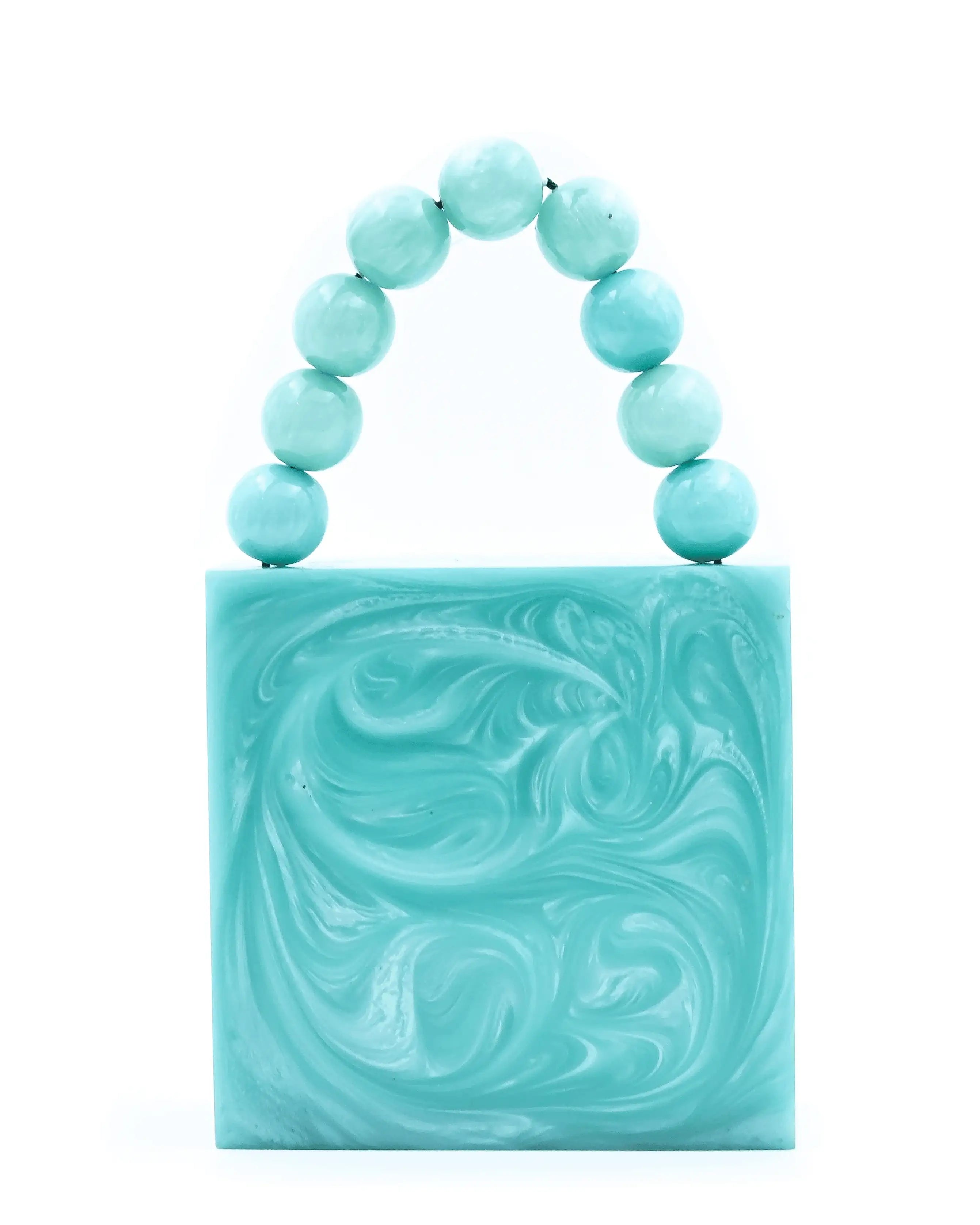 Sugarcrush sea Green luxury Mini embellished clutch with pearl handle - SUGARCRUSH