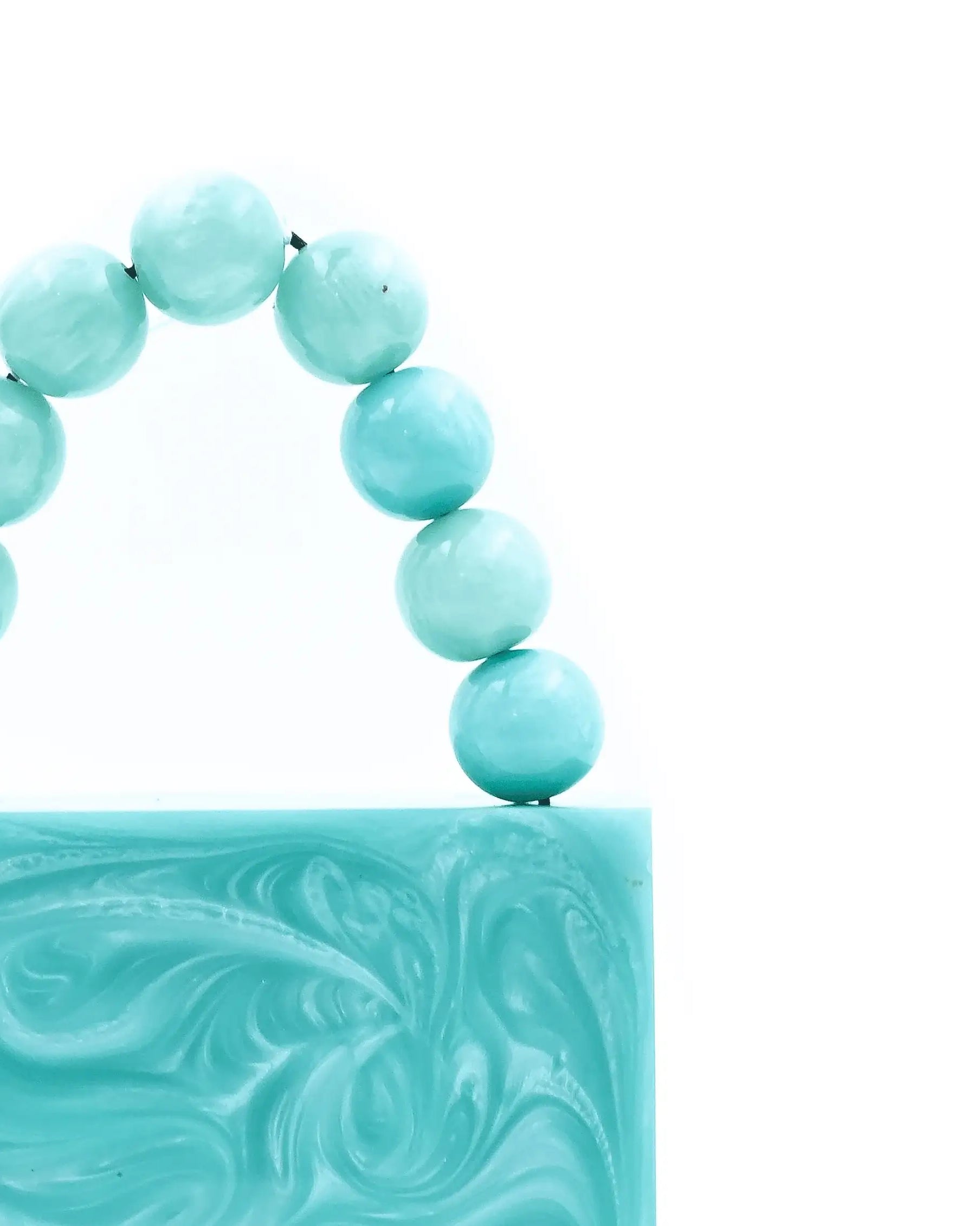 Sugarcrush sea Green luxury Mini embellished clutch with pearl handle - SUGARCRUSH