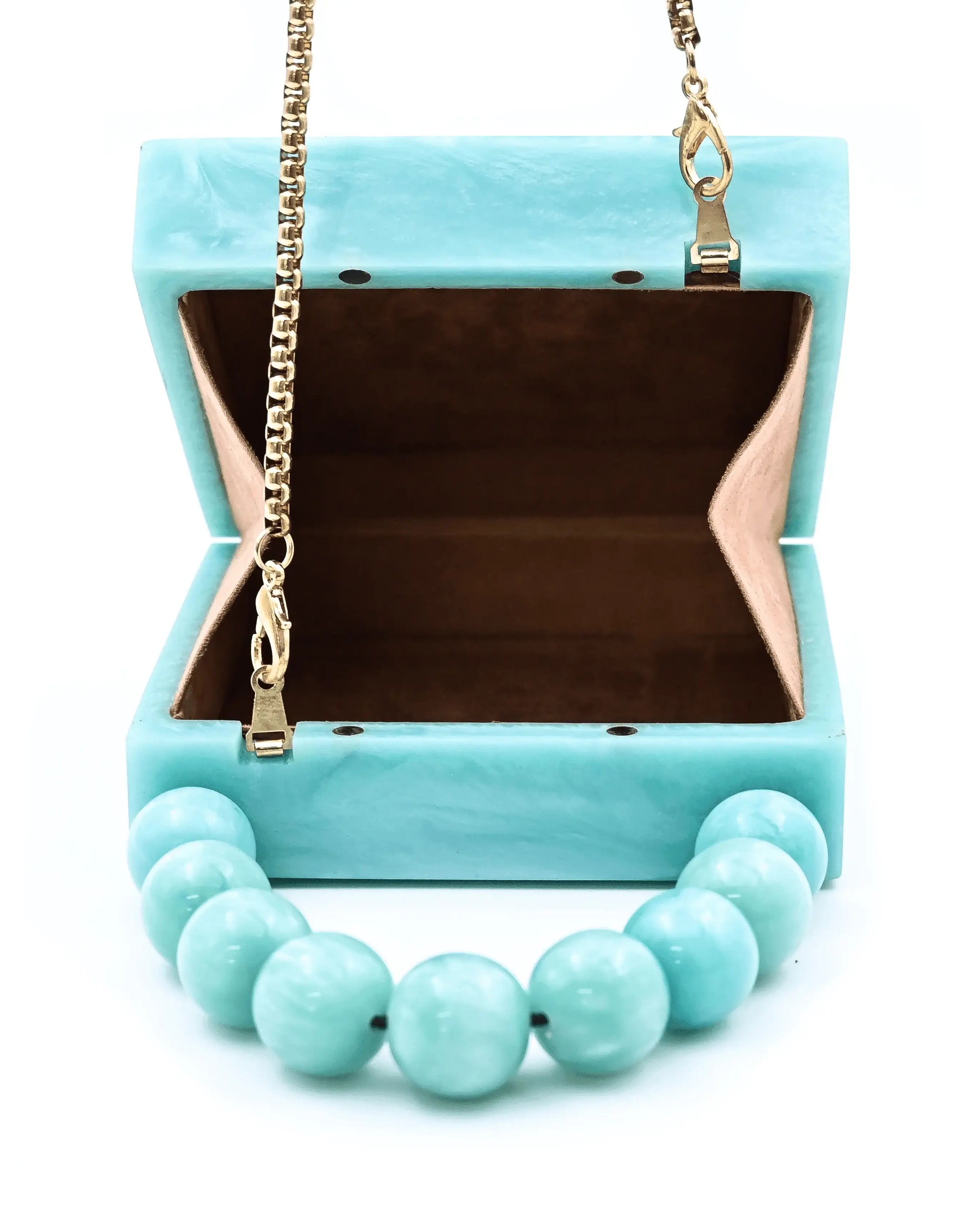 Sugarcrush sea Green luxury Mini embellished clutch with pearl handle - SUGARCRUSH