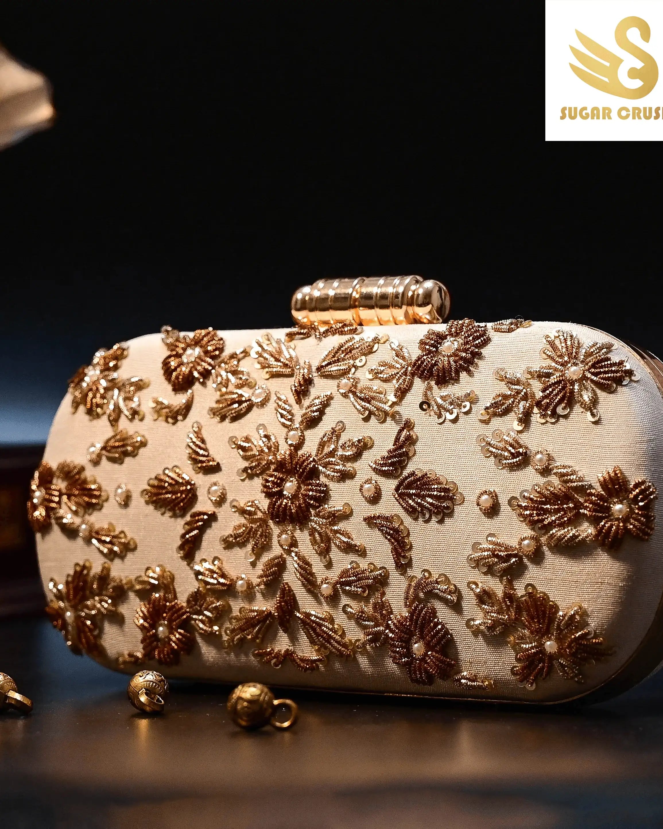 Sugarcrush white embroidered Clutch - SUGARCRUSH