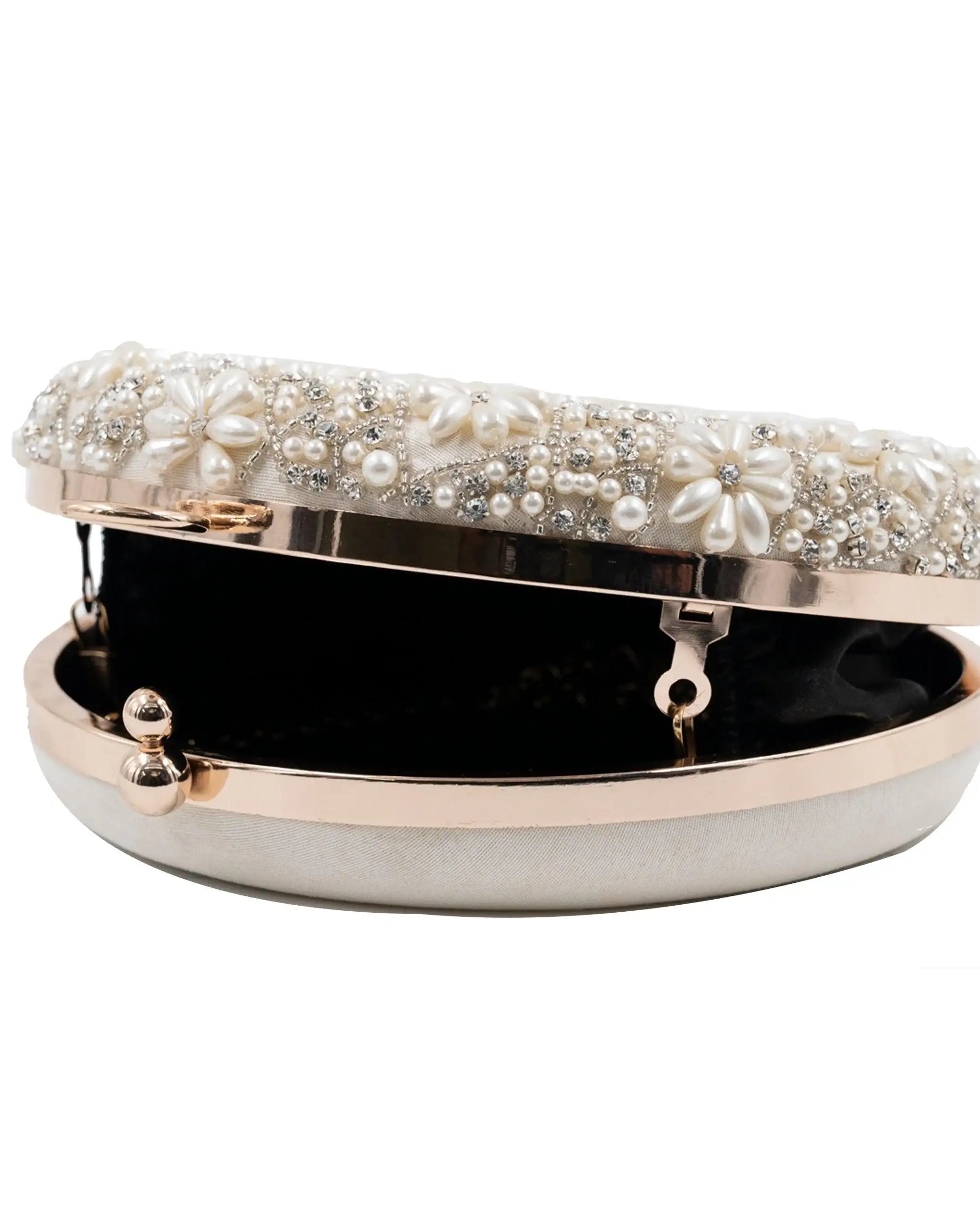 Sugarcrush White Pearl embroidered Clutch - SUGARCRUSH