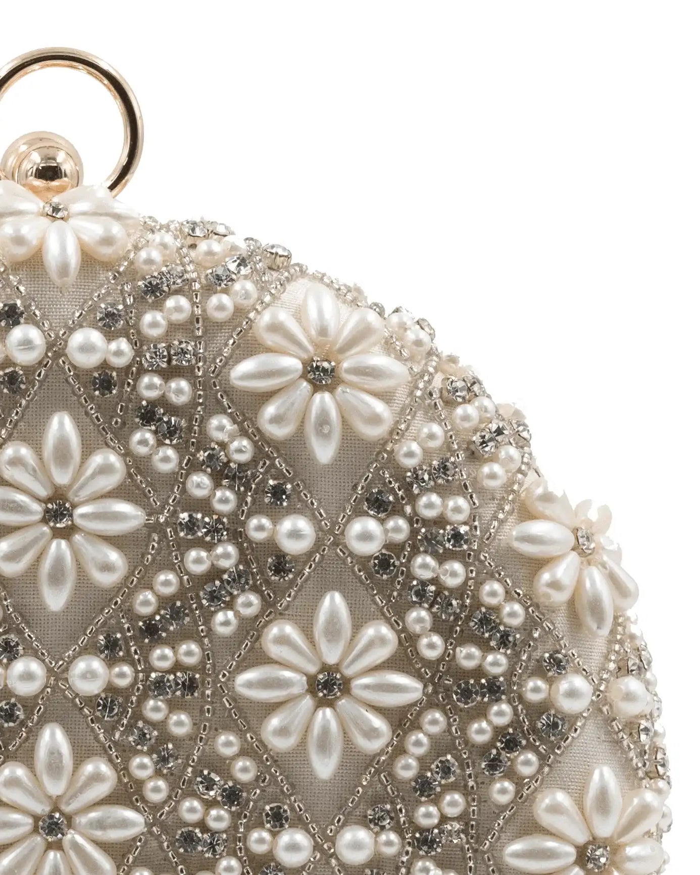 Sugarcrush White Pearl embroidered Clutch - SUGARCRUSH