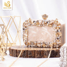 Sugarcrush beige luxury Resin Bridal embellished clutch - SUGARCRUSH