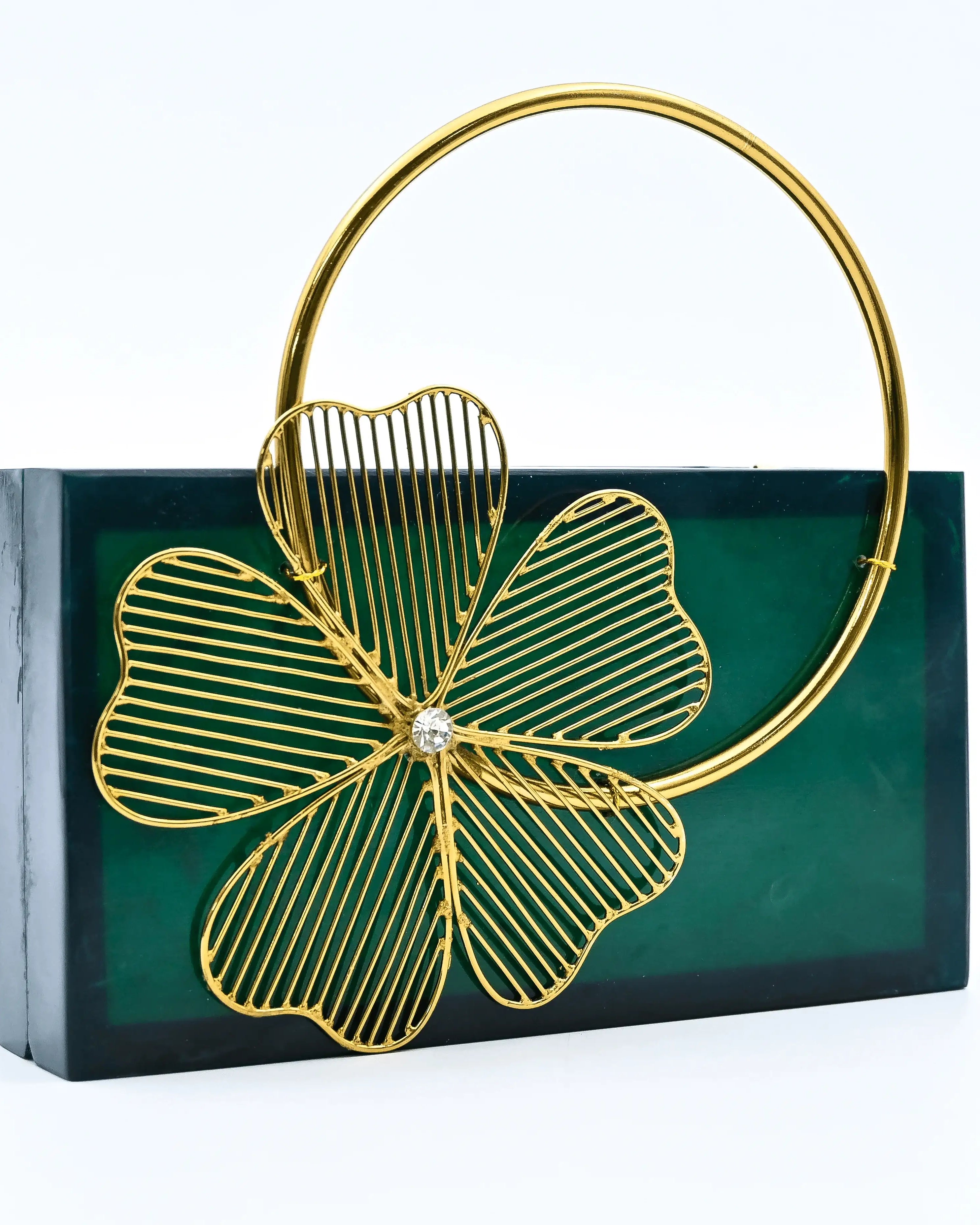 Sugarcrush Green luxury embellished clutch with handle - SUGARCRUSH