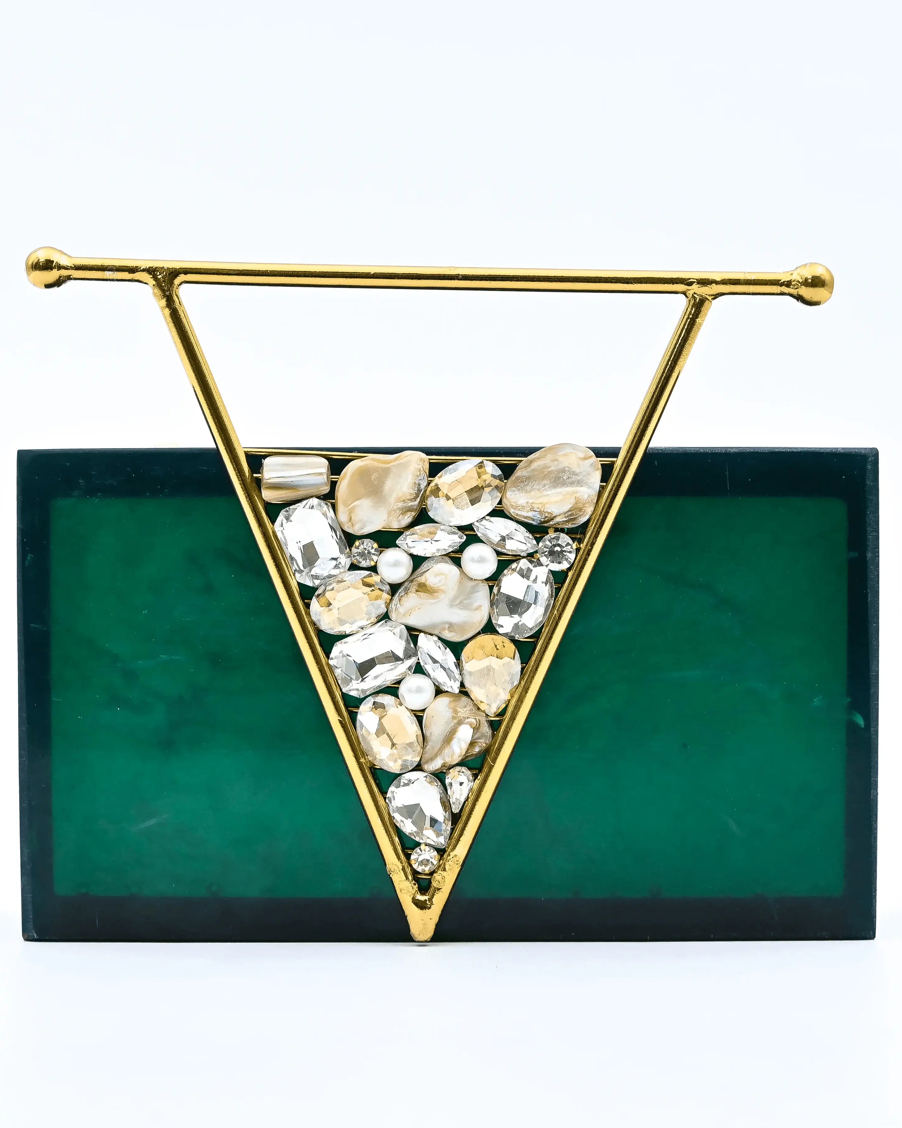 Sugarcrush Green luxury embellished clutch with handle - SUGARCRUSH