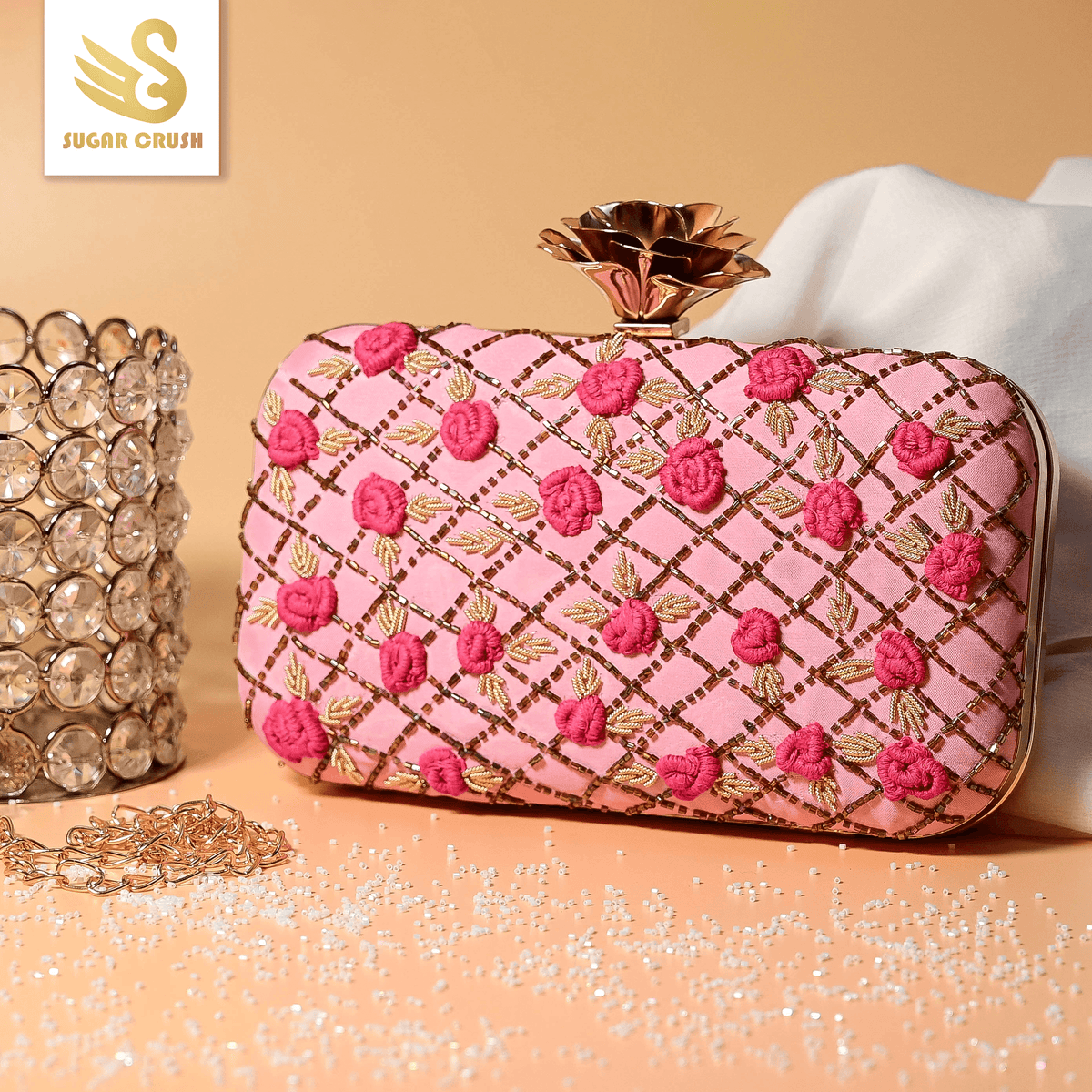 Sugarcrush Pink floral Clutch SUGARCRUSH