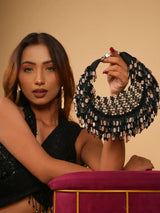 Emerald Pink Embellished Crystal Hobo Bag