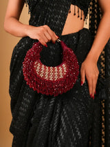 Emerald Pink Embellished Crystal Hobo Bag