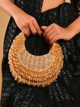 Emerald Pink Embellished Crystal Hobo Bag