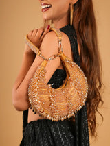 Empress Maroon Embellished Hobo Bag