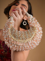 Emerald Pink Embellished Crystal Hobo Bag