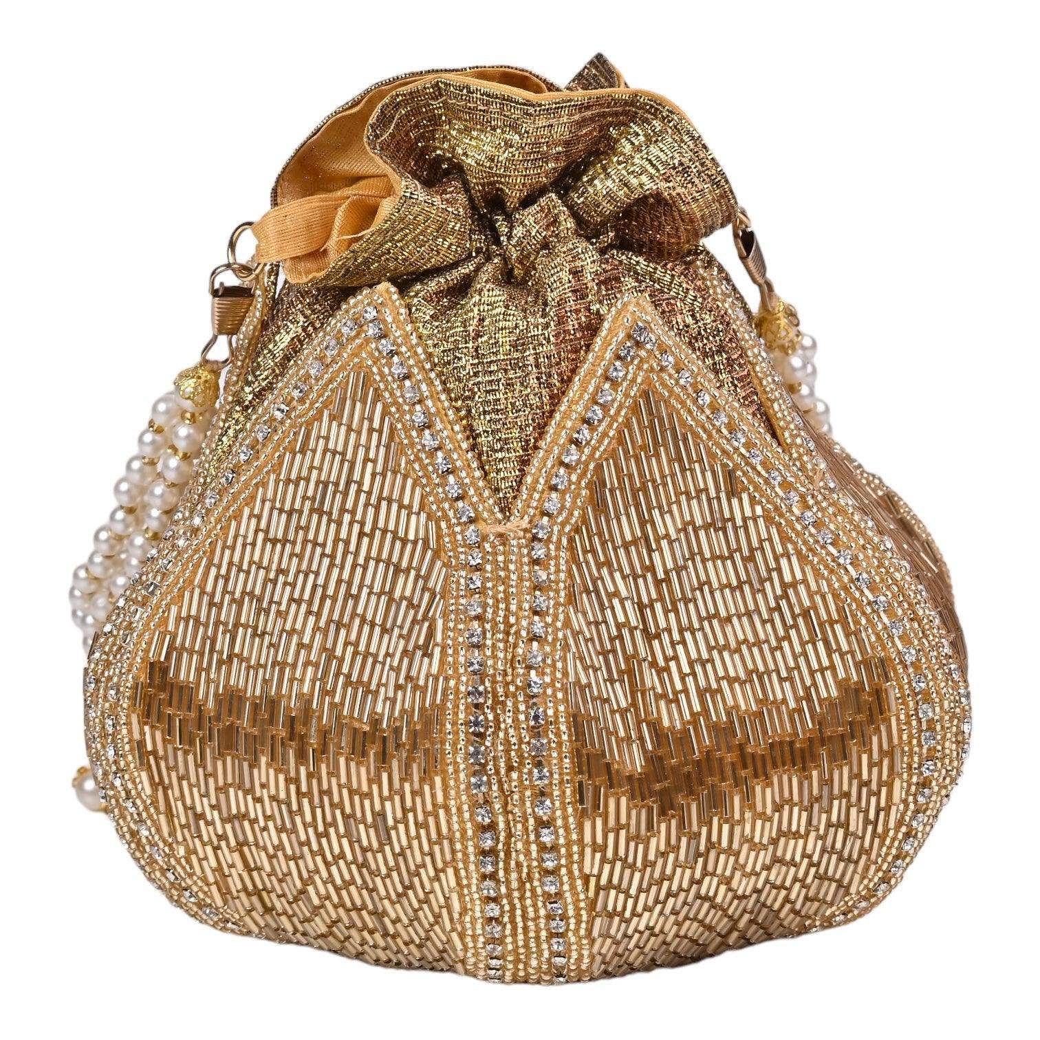 Shanaya Embroidered Mini Lotus Potli - SUGARCRUSH