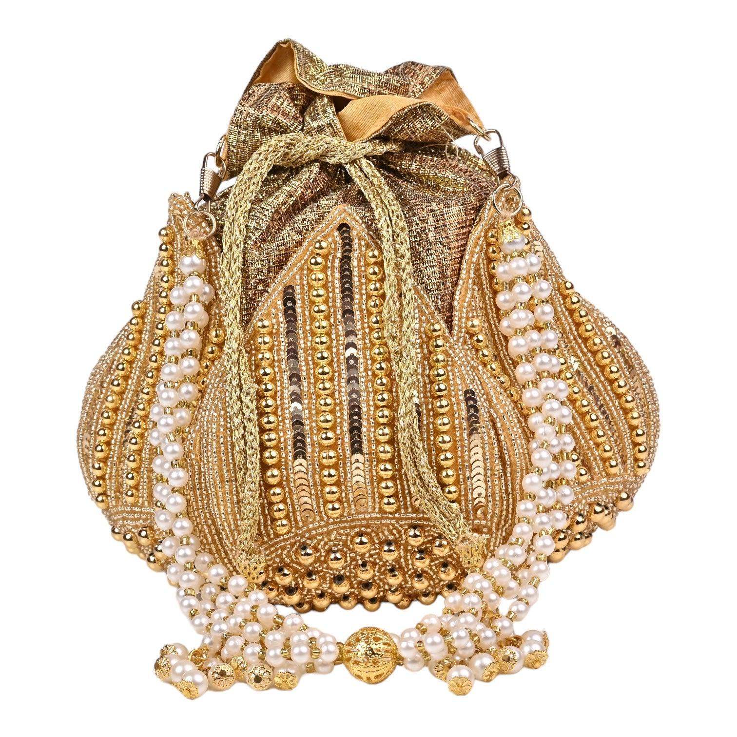 Ria Embroidered Mini Lotus Potli - SUGARCRUSH