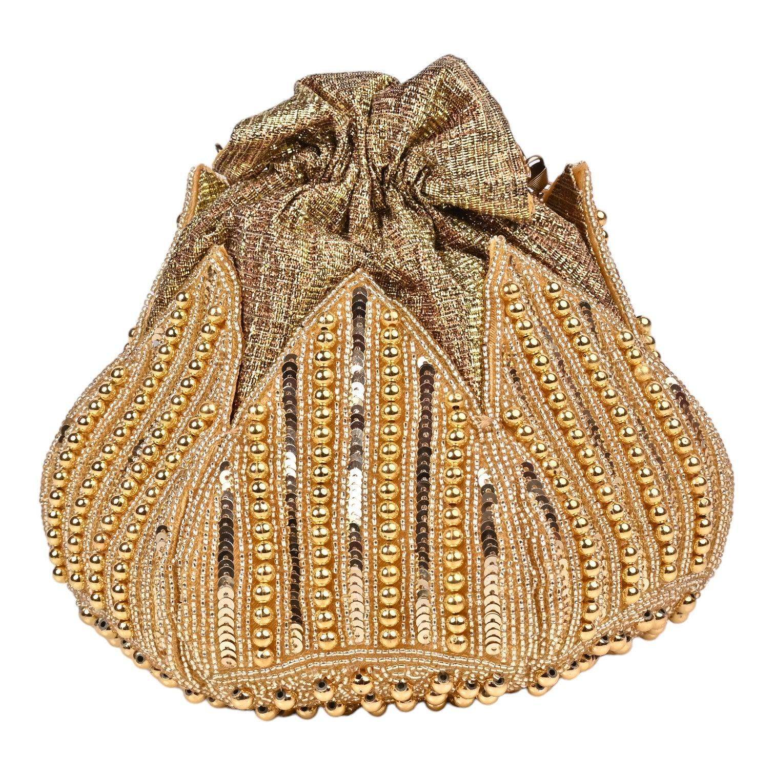 Ria Embroidered Mini Lotus Potli - SUGARCRUSH