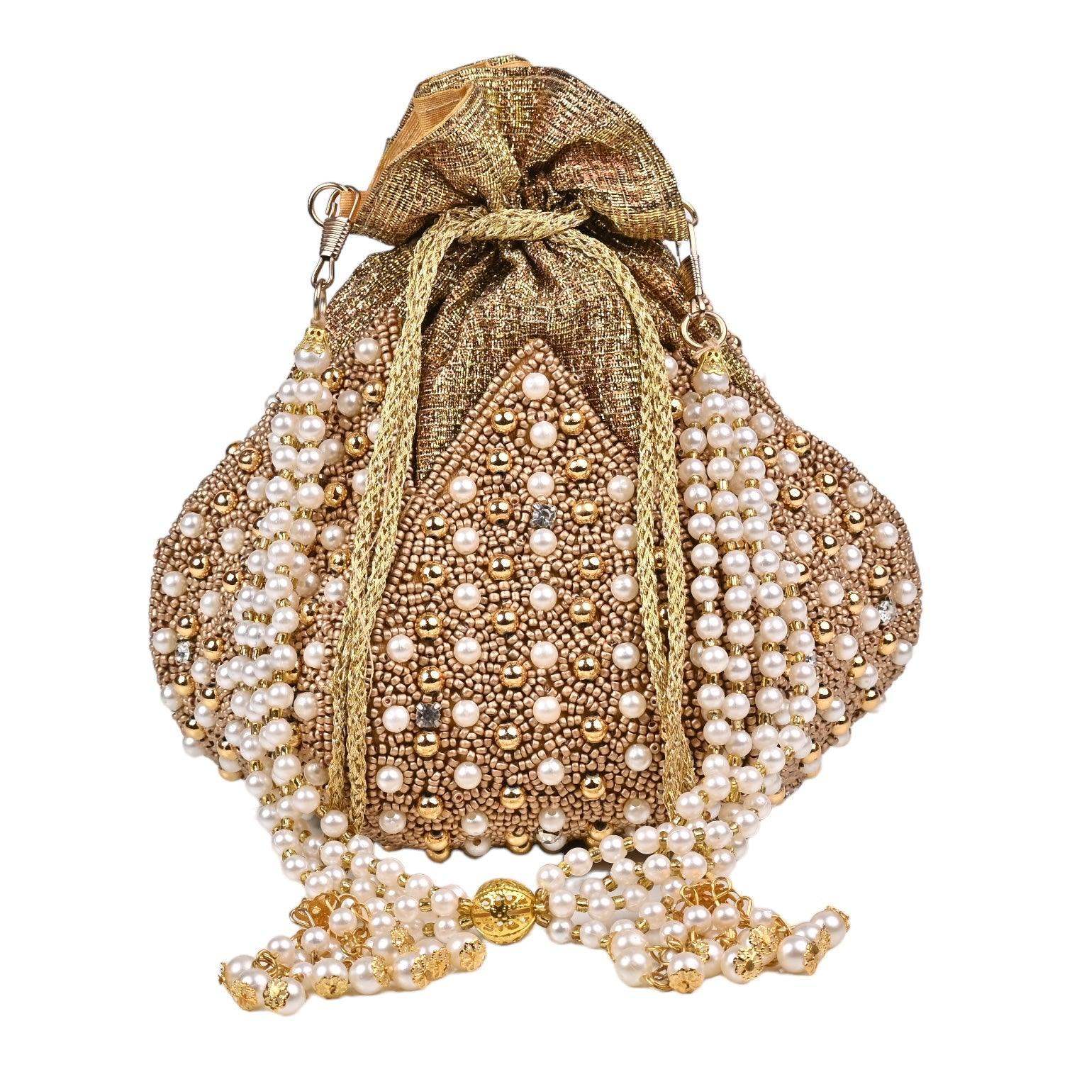 Diya Embroidered Mini Lotus Potli - SUGARCRUSH