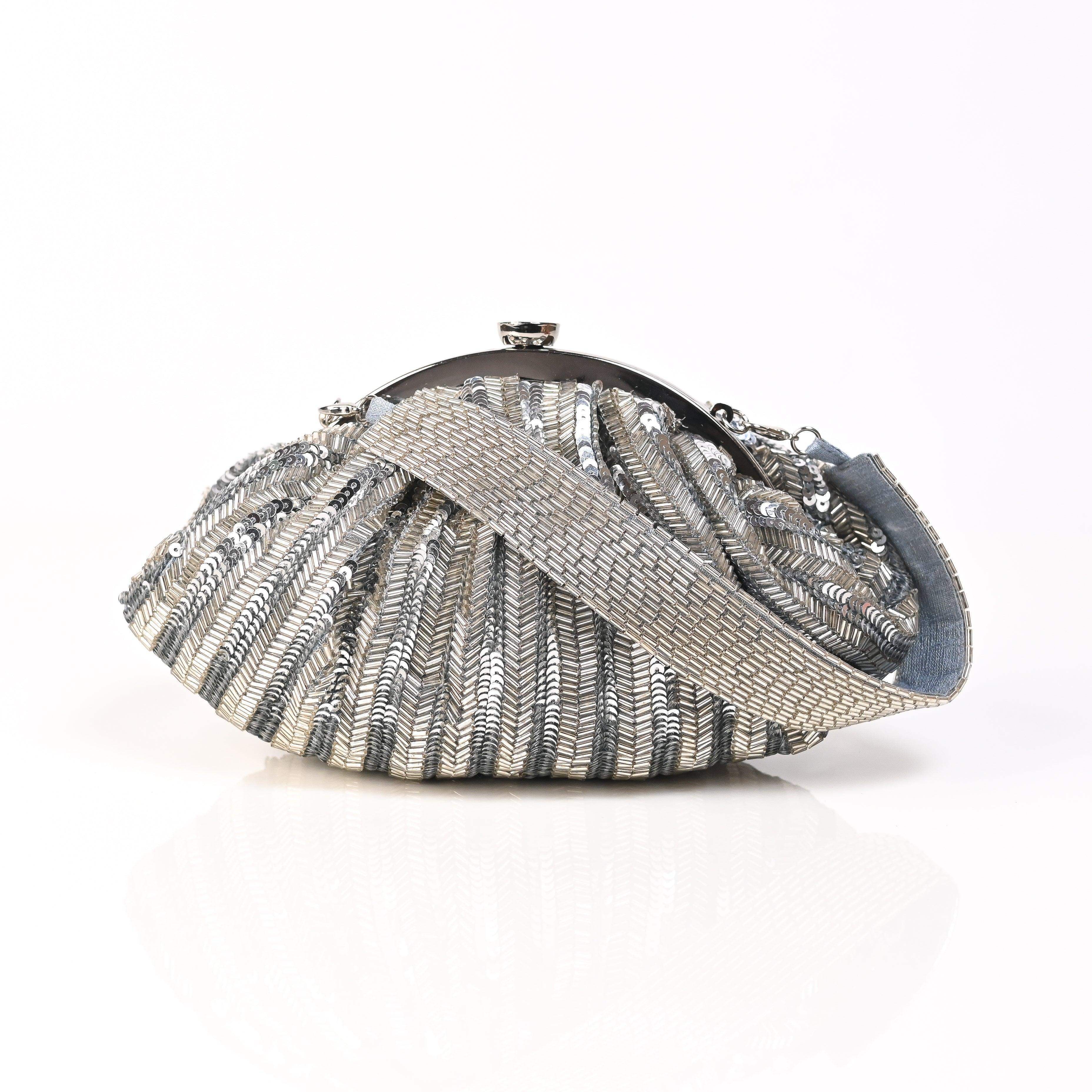 sugarcrush Lustrous Silver Soft Pouch with Handle - SUGARCRUSH