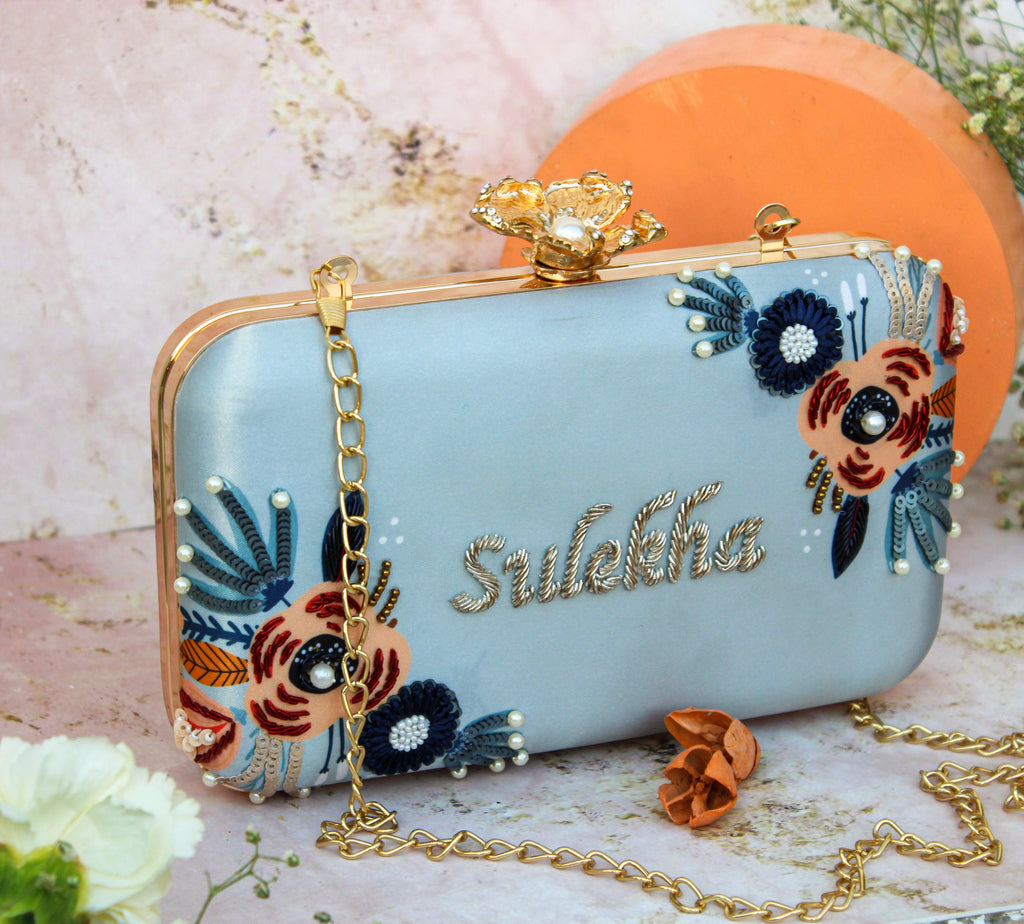 Customised Embroidered Bridal Clutch - SUGARCRUSH