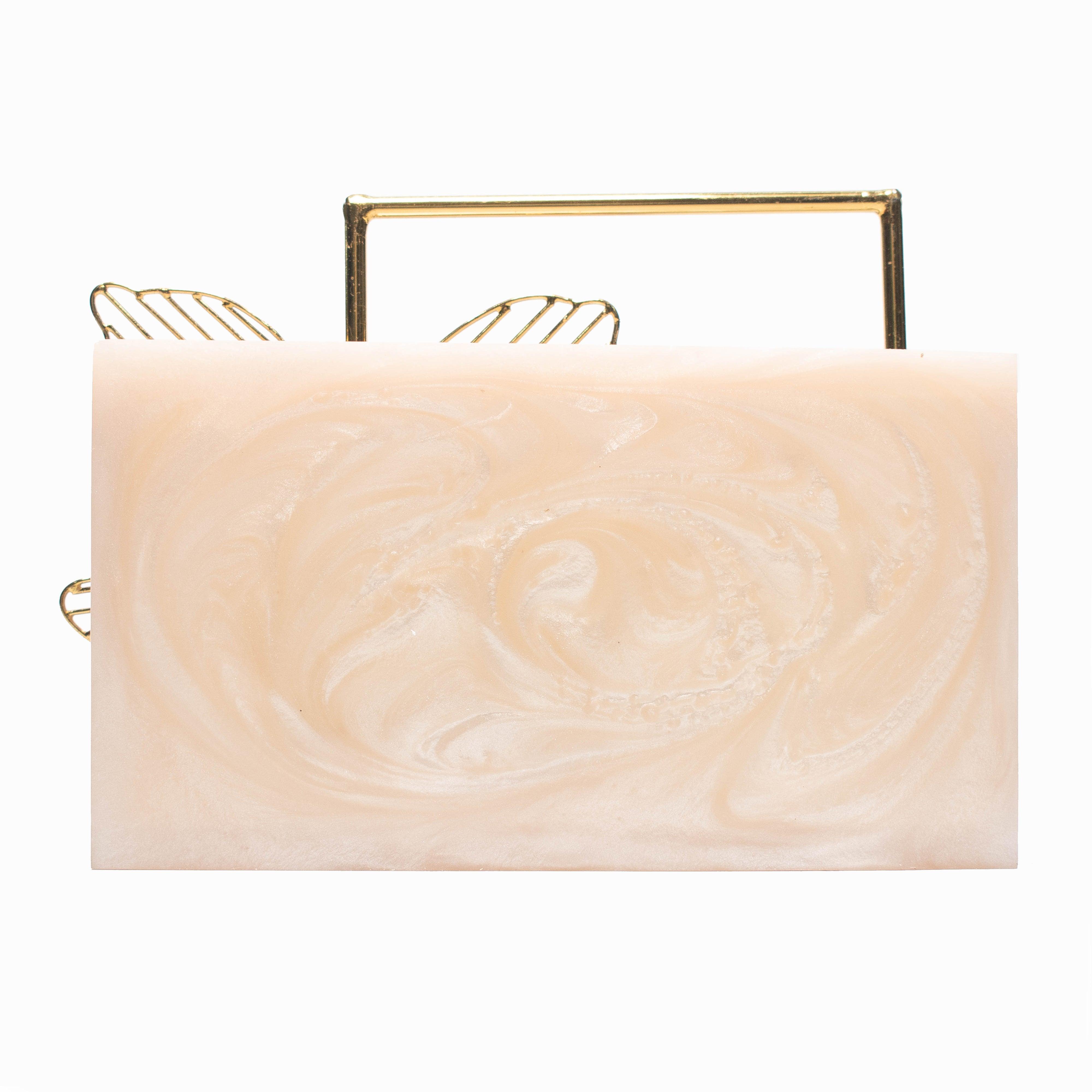 Sugarcrush beige luxury Bridal embellished clutch with handle - SUGARCRUSH