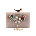 Sugarcrush beige luxury embellished clutch - SUGARCRUSH