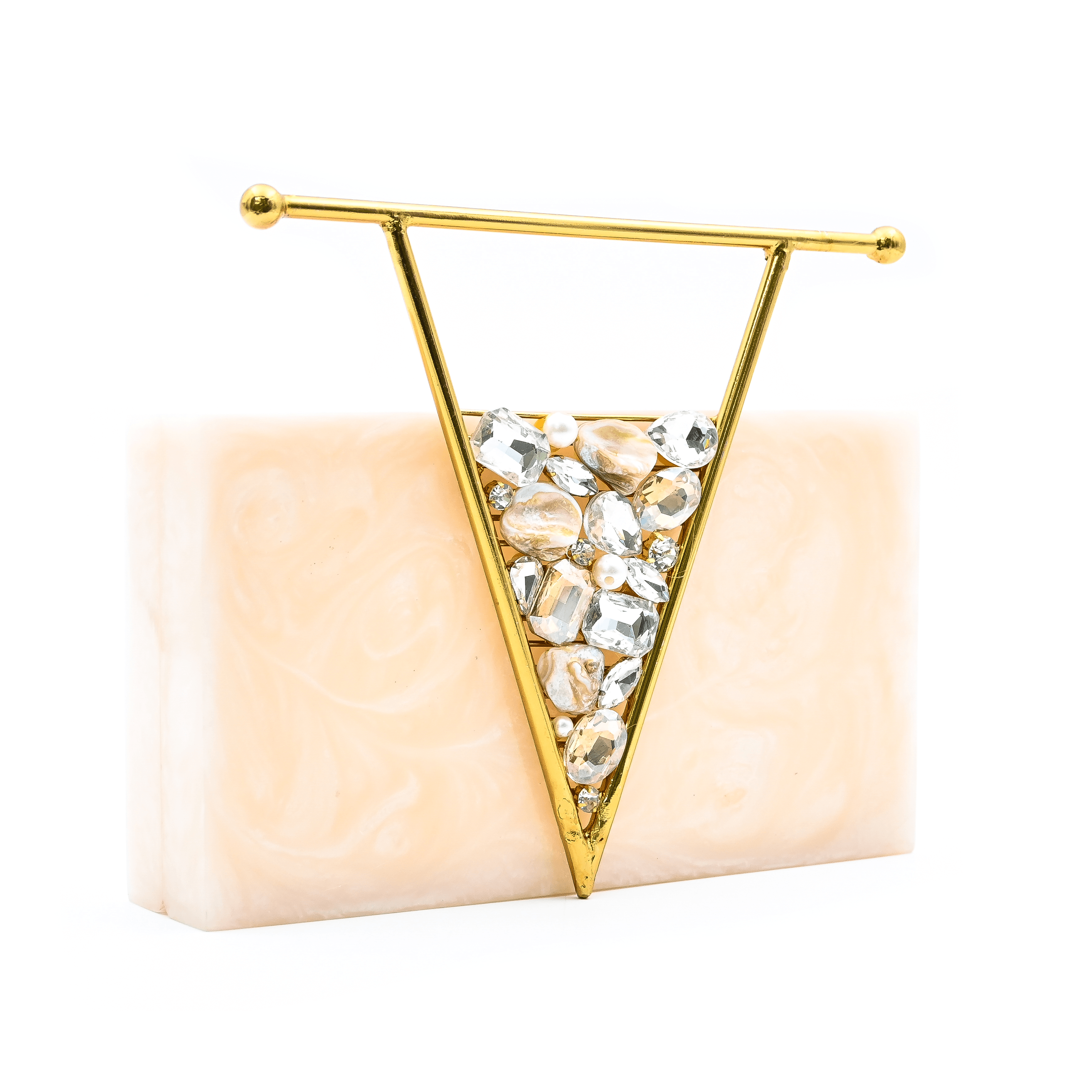 sugarcrush Beige luxury embellished clutch with handle - SUGARCRUSH