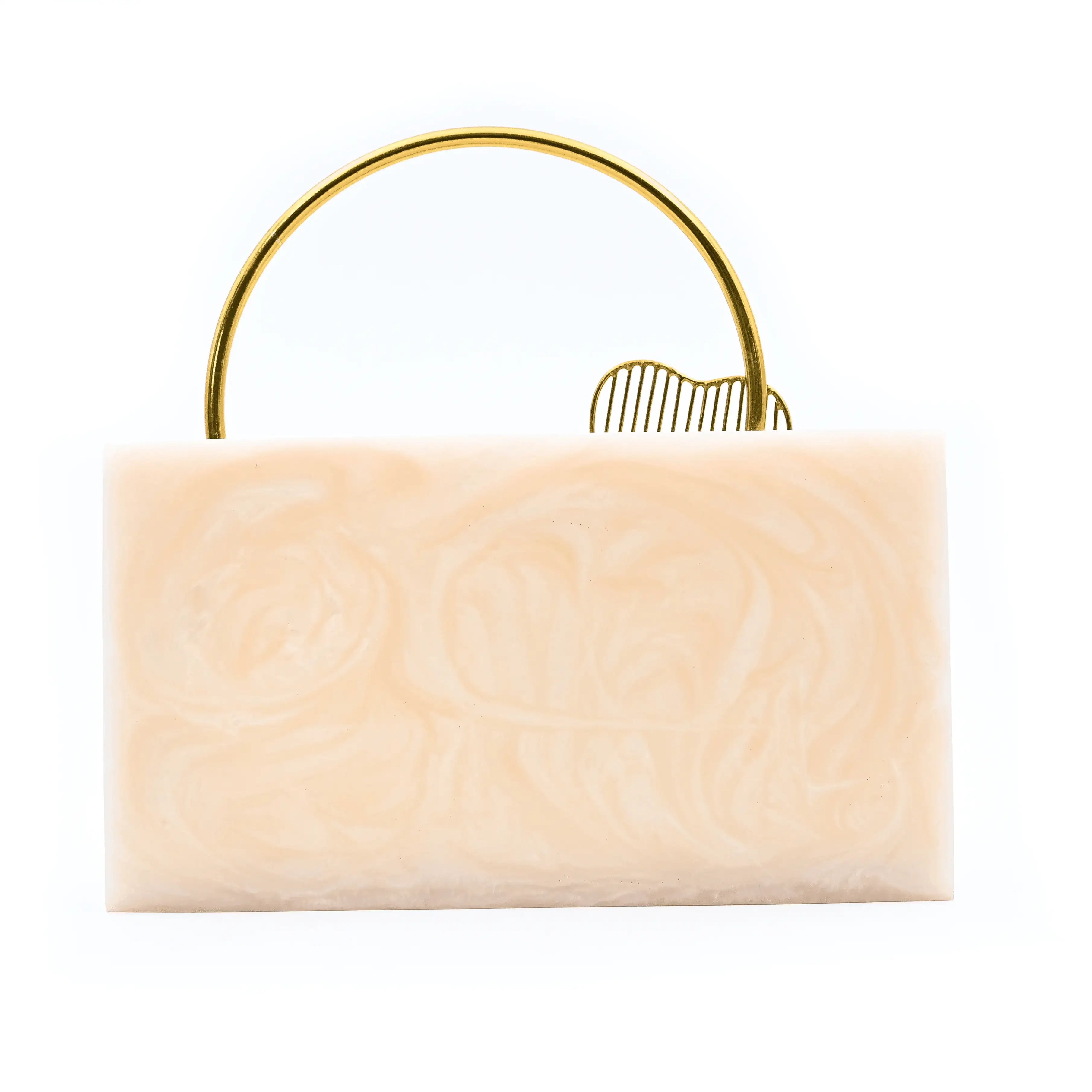 Sugarcrush Beige luxury embellished clutch with handle - SUGARCRUSH