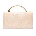 Sugarcrush beige luxury embellished clutch with pearl handle - SUGARCRUSH