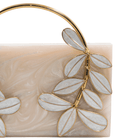 Sugarcrush beige luxury embellished clutch with pearl handle - SUGARCRUSH