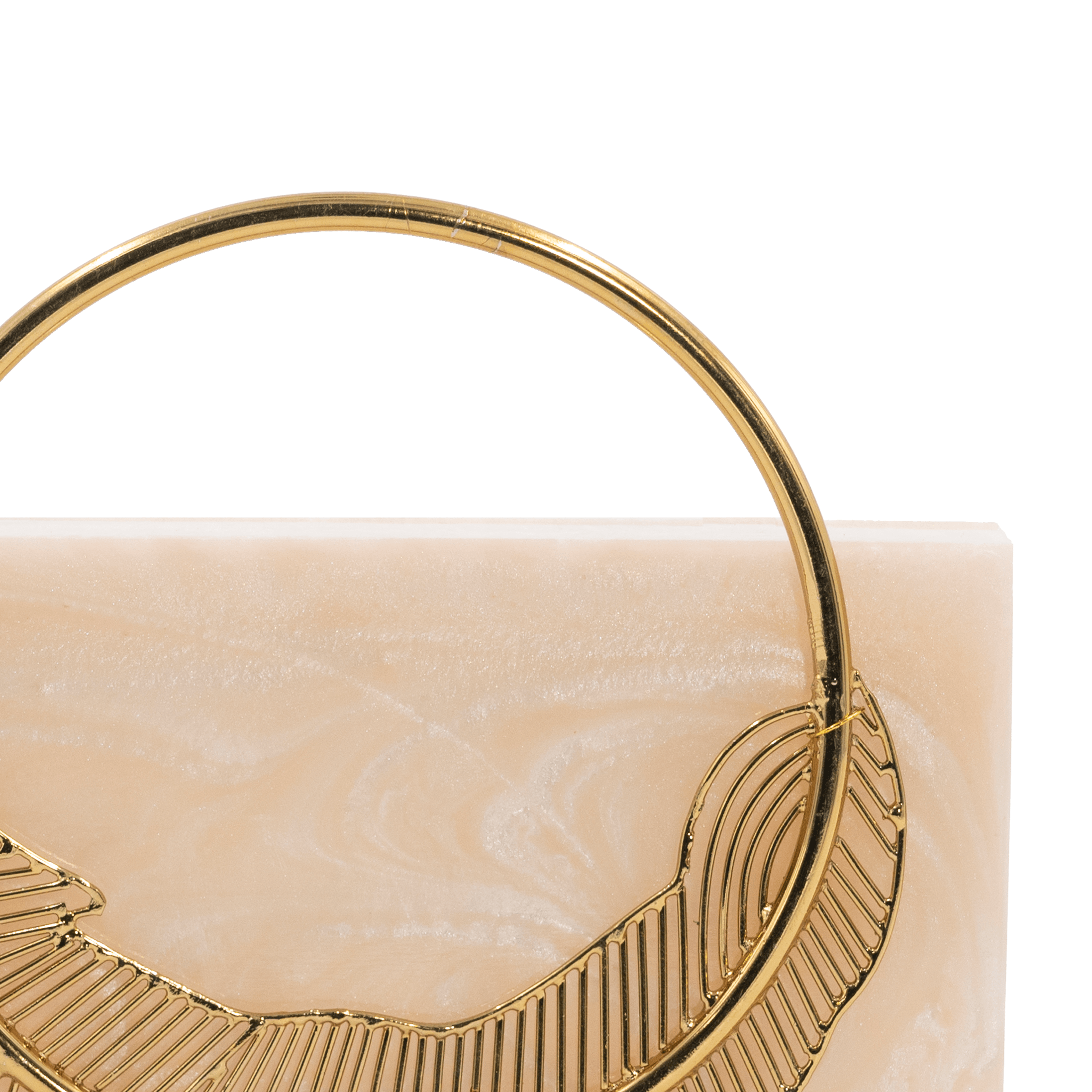 Sugarcrush beige luxury embellished clutch with pearl handle - SUGARCRUSH